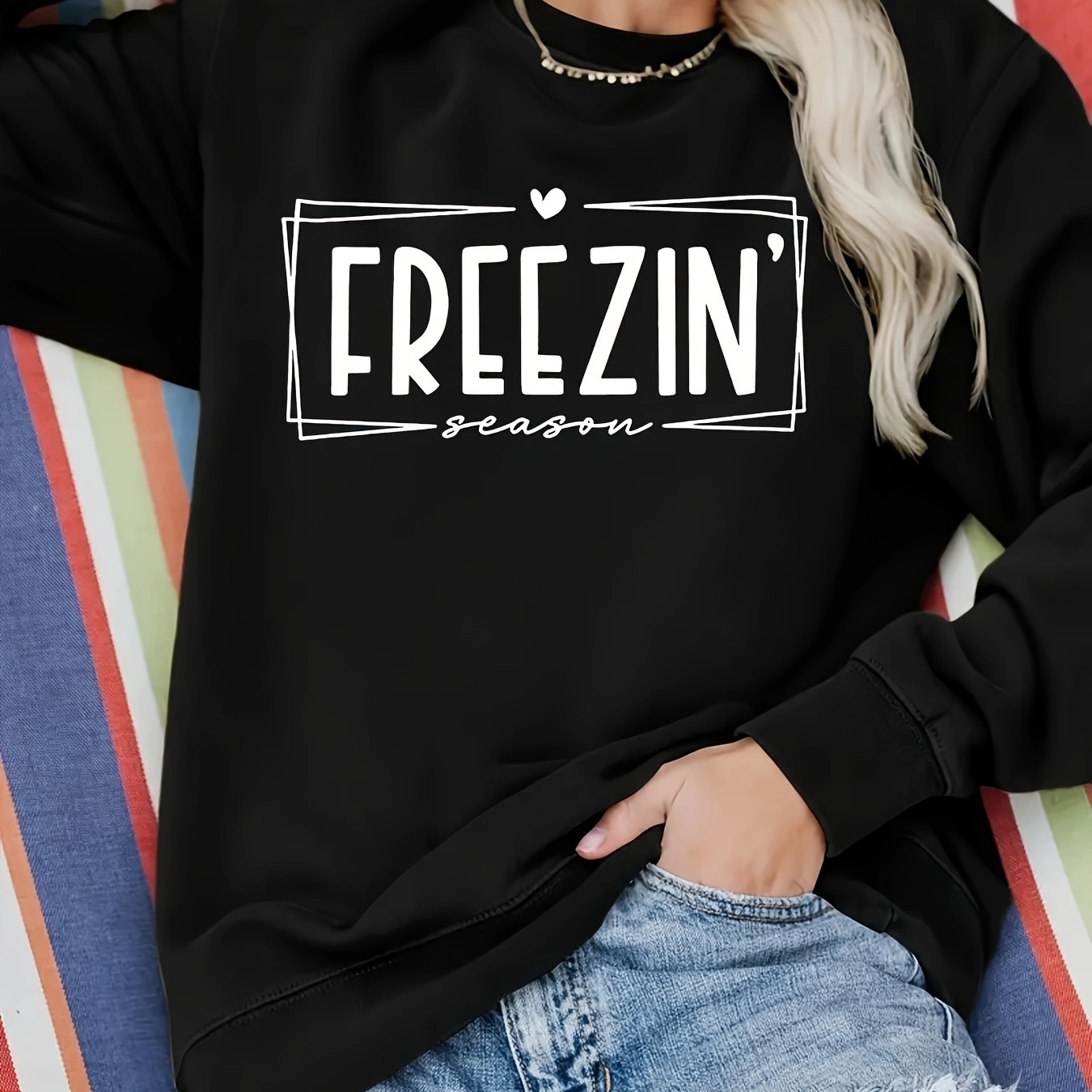 1pc Plus Size Casual Pullover Sweatshirt, Polyester Knit With Letter Print, Round Neck, Micro-, For Autumn/winter Season, Women'
1pc Plus Size Casual Pullover Sweatshirt, Polyester Knit With Letter Print, Round Neck, Micro-, For Autumn/winter Season, Women'