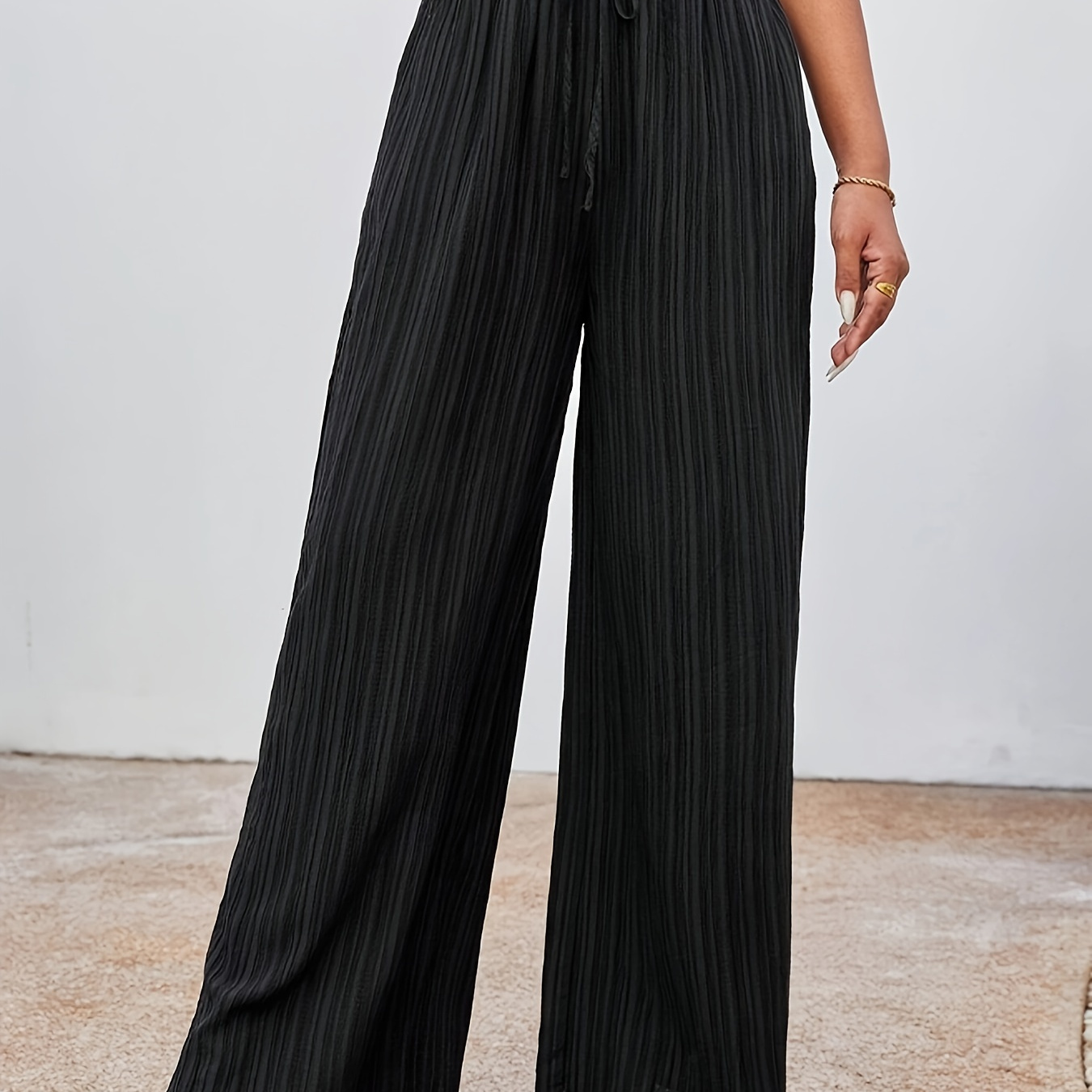 Textured Solid Color Wide Leg Pants, Casual & Versatile High Waist Pants For Spring & Summer, Women's Clothing
Textured Solid Color Wide Leg Pants, Casual & Versatile High Waist Pants For Spring & Summer, Women's Clothing