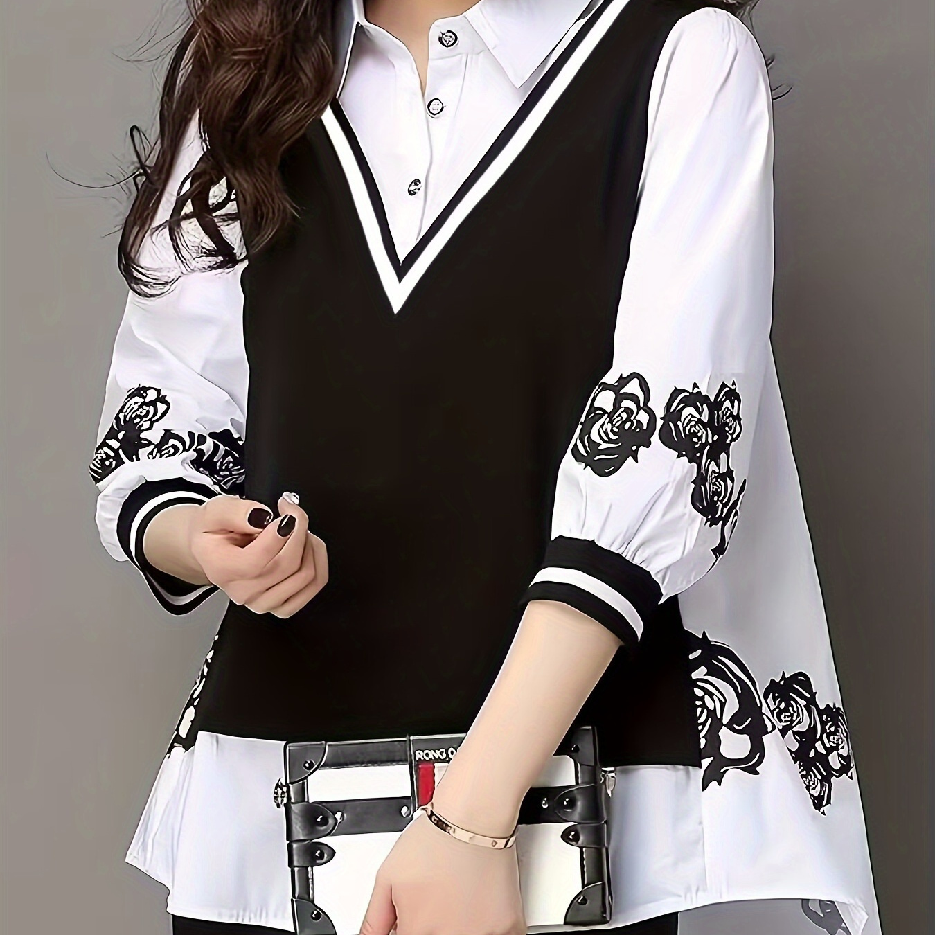 2 In 1 Button Front Blouse, Elegant 3/4 Sleeve Blouse For Spring & Fall, Women's Clothing
2 In 1 Button Front Blouse, Elegant 3/4 Sleeve Blouse For Spring & Fall, Women's Clothing