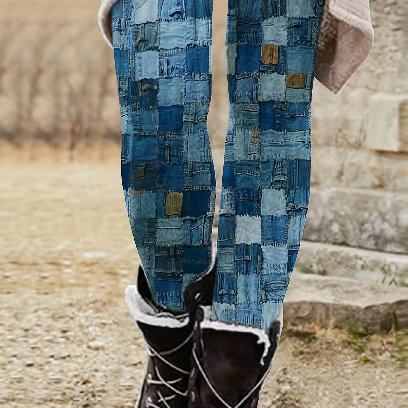 Patchwork Print Skinny Leggings, Casual Elastic Waist Stretchy Leggings, Women's Clothing
Patchwork Print Skinny Leggings, Casual Elastic Waist Stretchy Leggings, Women's Clothing