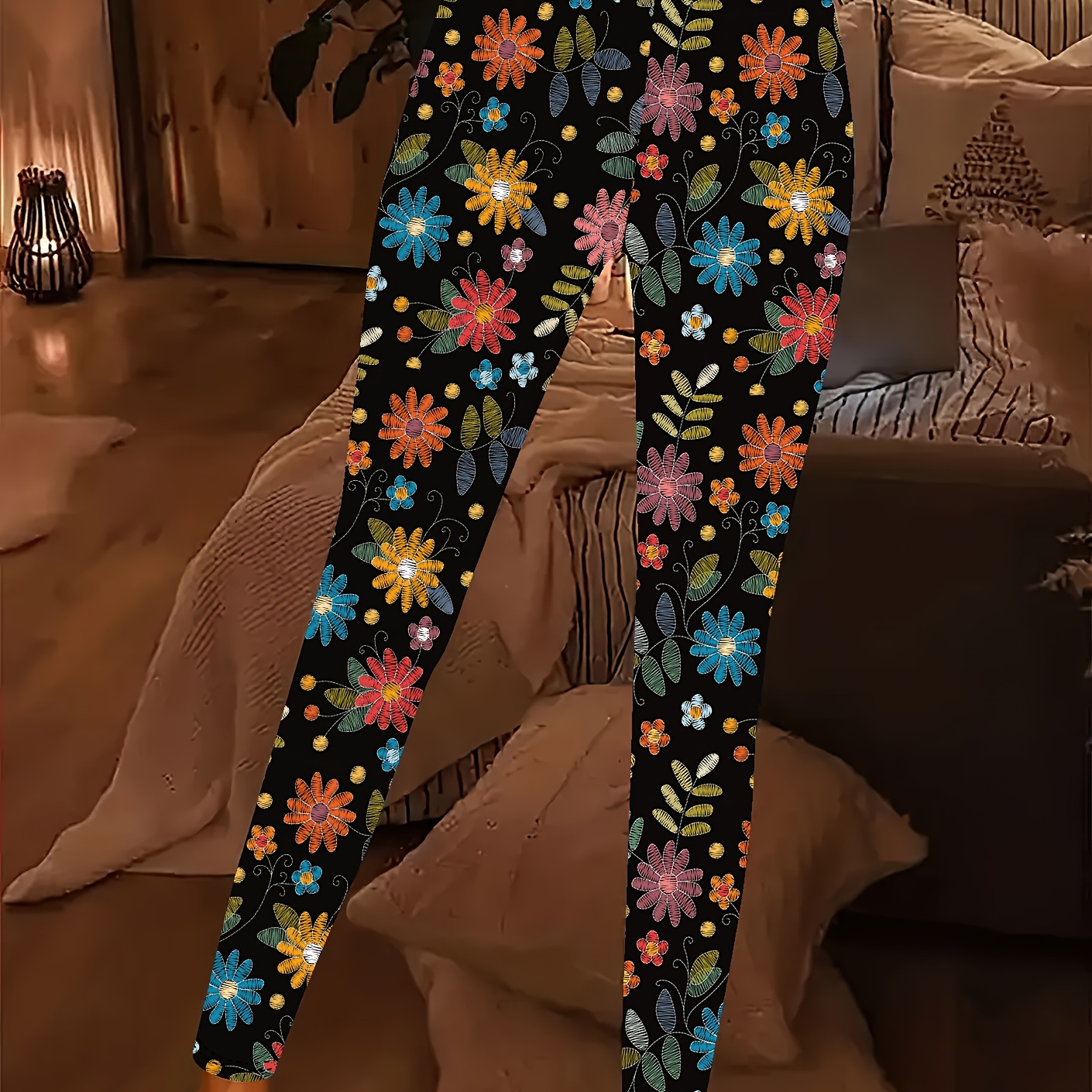 Women's Plus Size Floral Print Stretch Leggings - Elegant High-waist, For Casual Attire
Women's Plus Size Floral Print Stretch Leggings - Elegant High-waist, For Casual Attire
