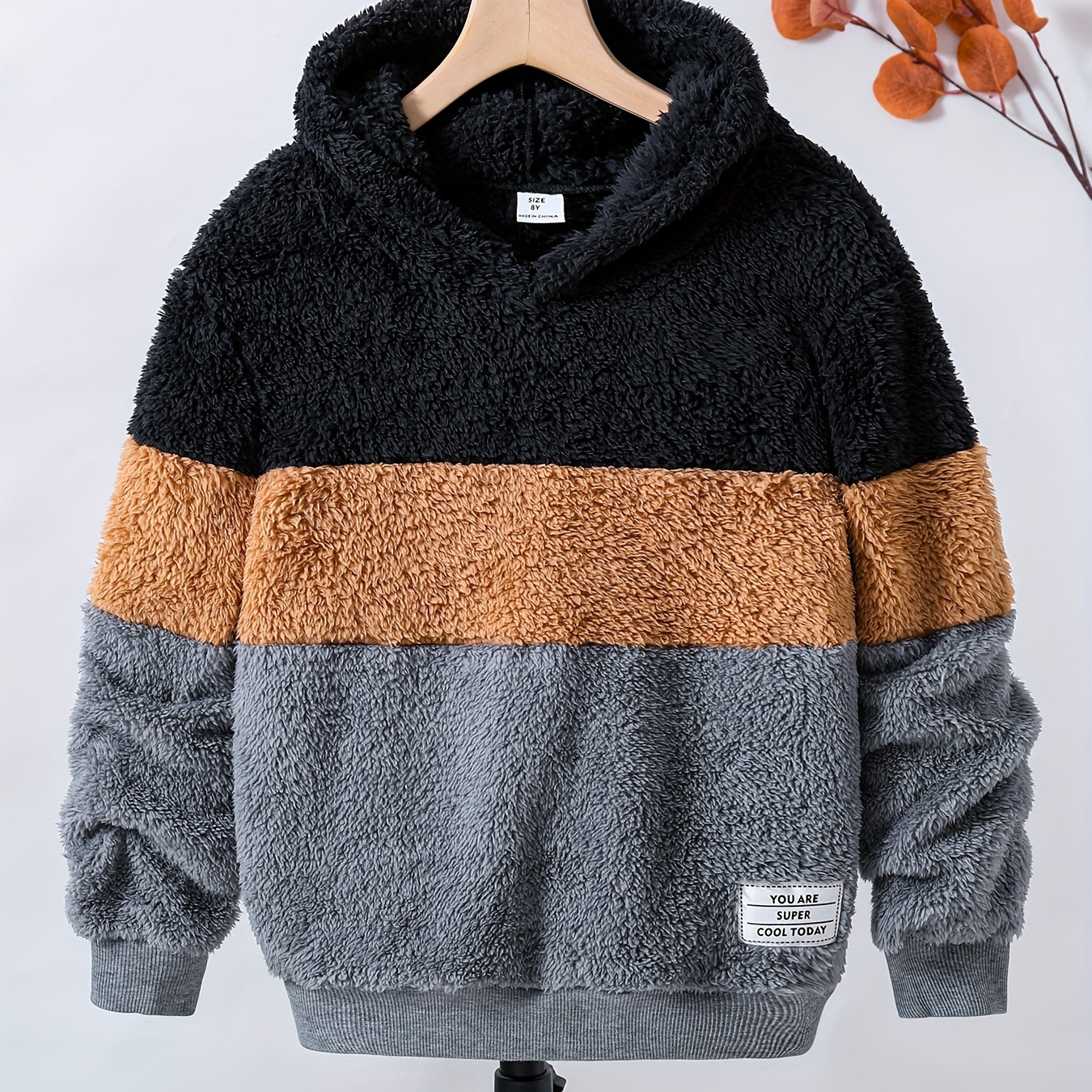 Kid's Boys Color Block Thick Warm Fleece Hoodies, Long Sleeve Sweatshirt Top, Trendy Style, Boys Clothes For Spring Fall Winter
Kid's Boys Color Block Thick Warm Fleece Hoodies, Long Sleeve Sweatshirt Top, Trendy Style, Boys Clothes For Spring Fall Winter