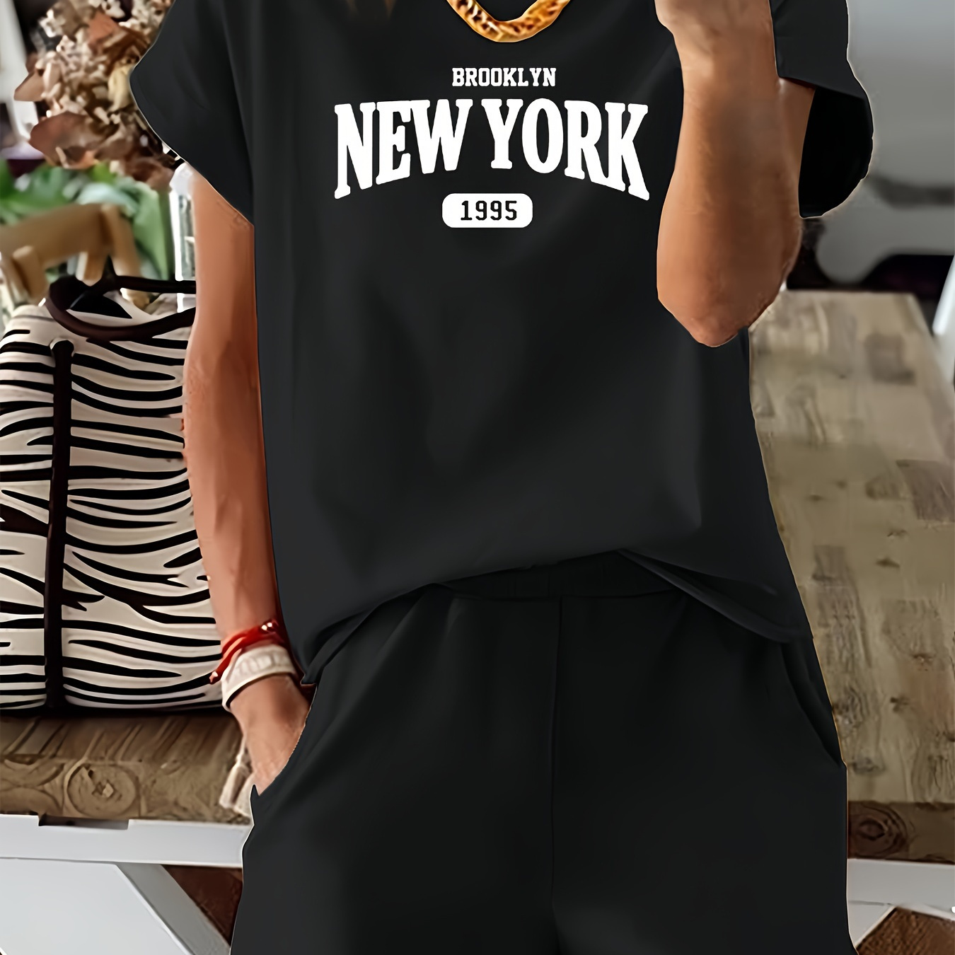 Letter Print 2 Piece Set, Short Sleeve Crew Neck T-shirt & Shorts, Women's Clothing
Letter Print 2 Piece Set, Short Sleeve Crew Neck T-shirt & Shorts, Women's Clothing