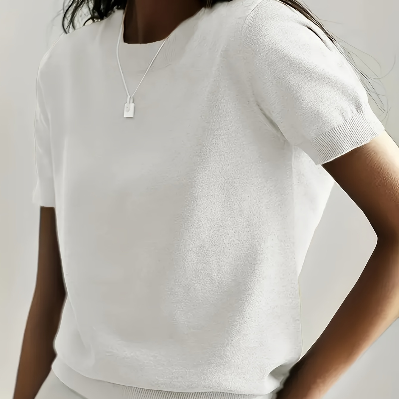 Women's Summer Knit T-shirt, Solid Color Crew Neck Top, , Viscose 30%, Polyamide 30%, Modal 20%, Elastane 20%, Lightweight 200g/m² Fabric, Wear
Women's Summer Knit T-shirt, Solid Color Crew Neck Top, , Viscose 30%, Polyamide 30%, Modal 20%, Elastane 20%, Lightweight 200g/m² Fabric, Wear