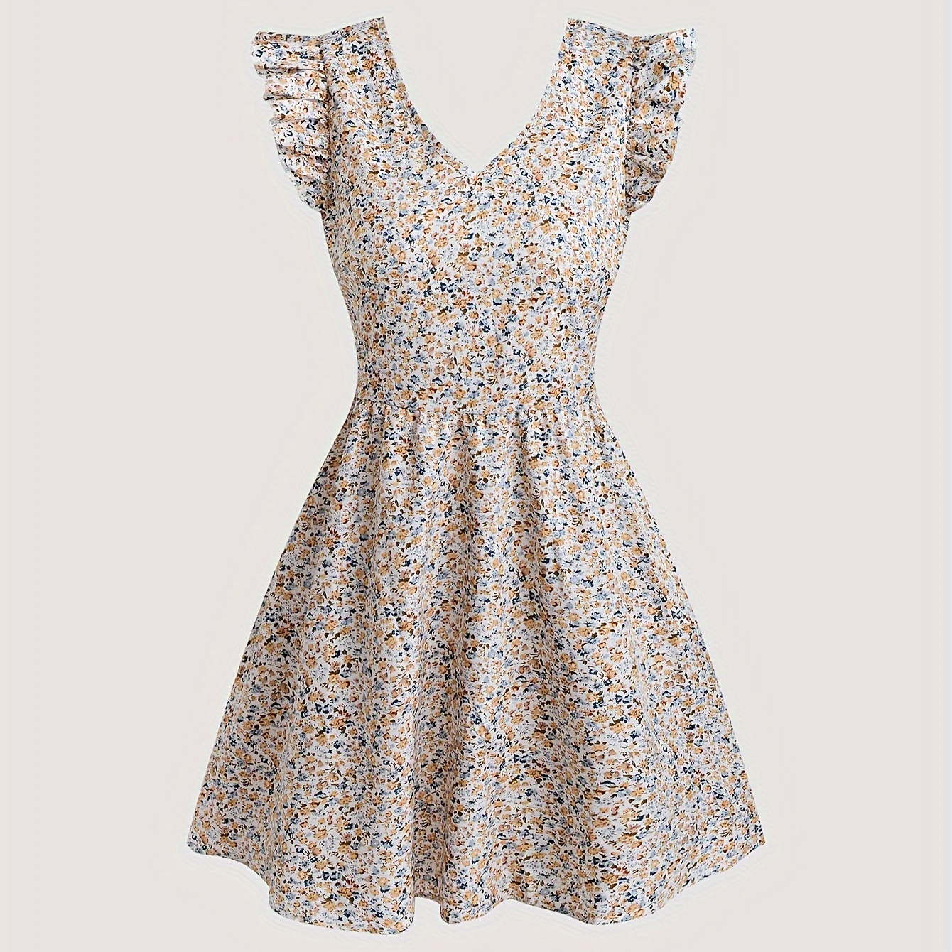 Floral Print Lace Trim Tie Back Dress, Vacation Style Ruffle Sleeve Dress For Spring & Summer, Women's Clothing
Floral Print Lace Trim Tie Back Dress, Vacation Style Ruffle Sleeve Dress For Spring & Summer, Women's Clothing