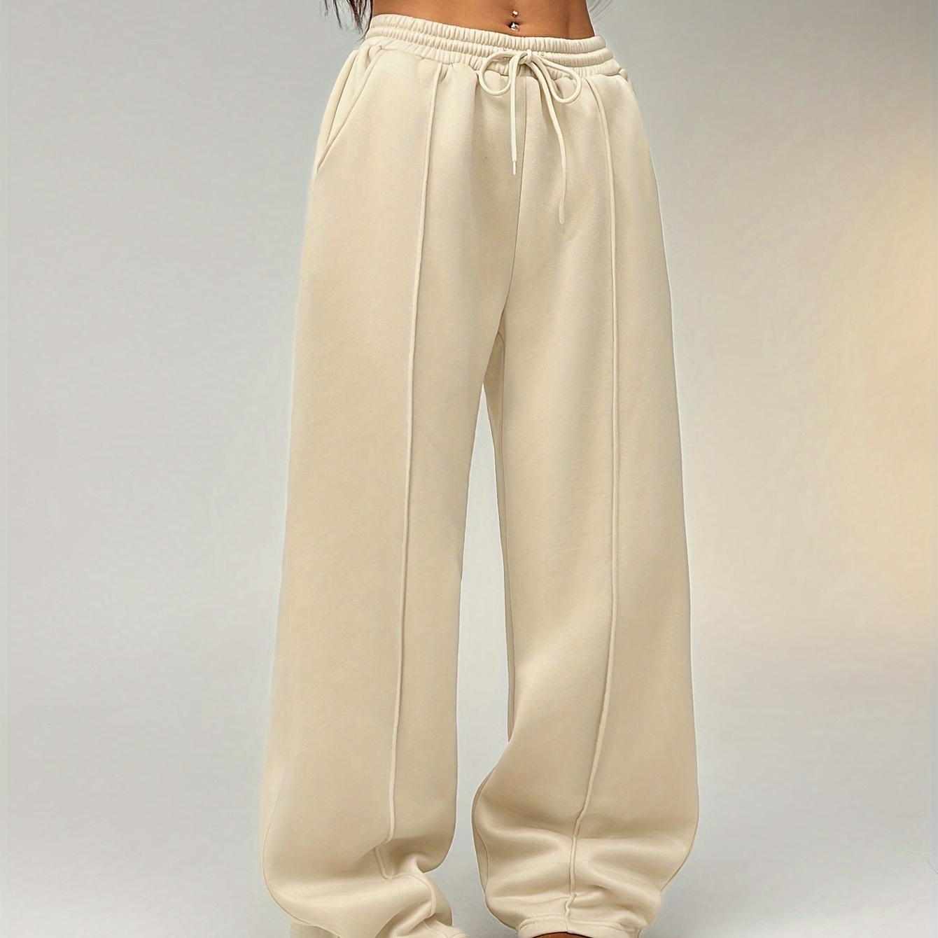 Women's High-waisted Wide Leg Pants, Casual Solid Color Polyester Knit Fabric, Loose Fit Straight Leg Sweatpants With Drawstring Waist, Trousers|highwaisted Pants|knit Polyester
Women's High-waisted Wide Leg Pants, Casual Solid Color Polyester Knit Fabric, Loose Fit Straight Leg Sweatpants With Drawstring Waist, Trousers|highwaisted Pants|knit Polyester