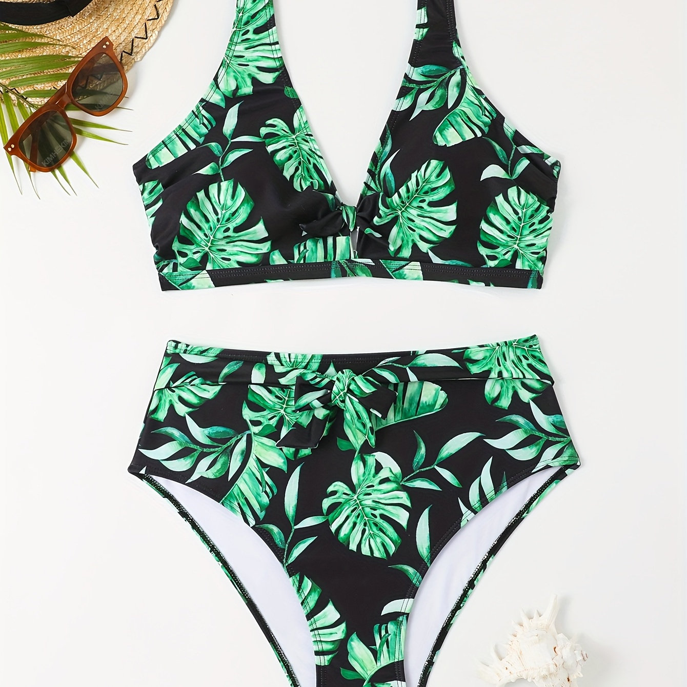 Plus Size Sexy Floral V-neck High Stretch Bikini Set With Belt For Women - Polyester & Elastane Knit Fabric Swimsuit
Plus Size Sexy Floral V-neck High Stretch Bikini Set With Belt For Women - Polyester & Elastane Knit Fabric Swimsuit