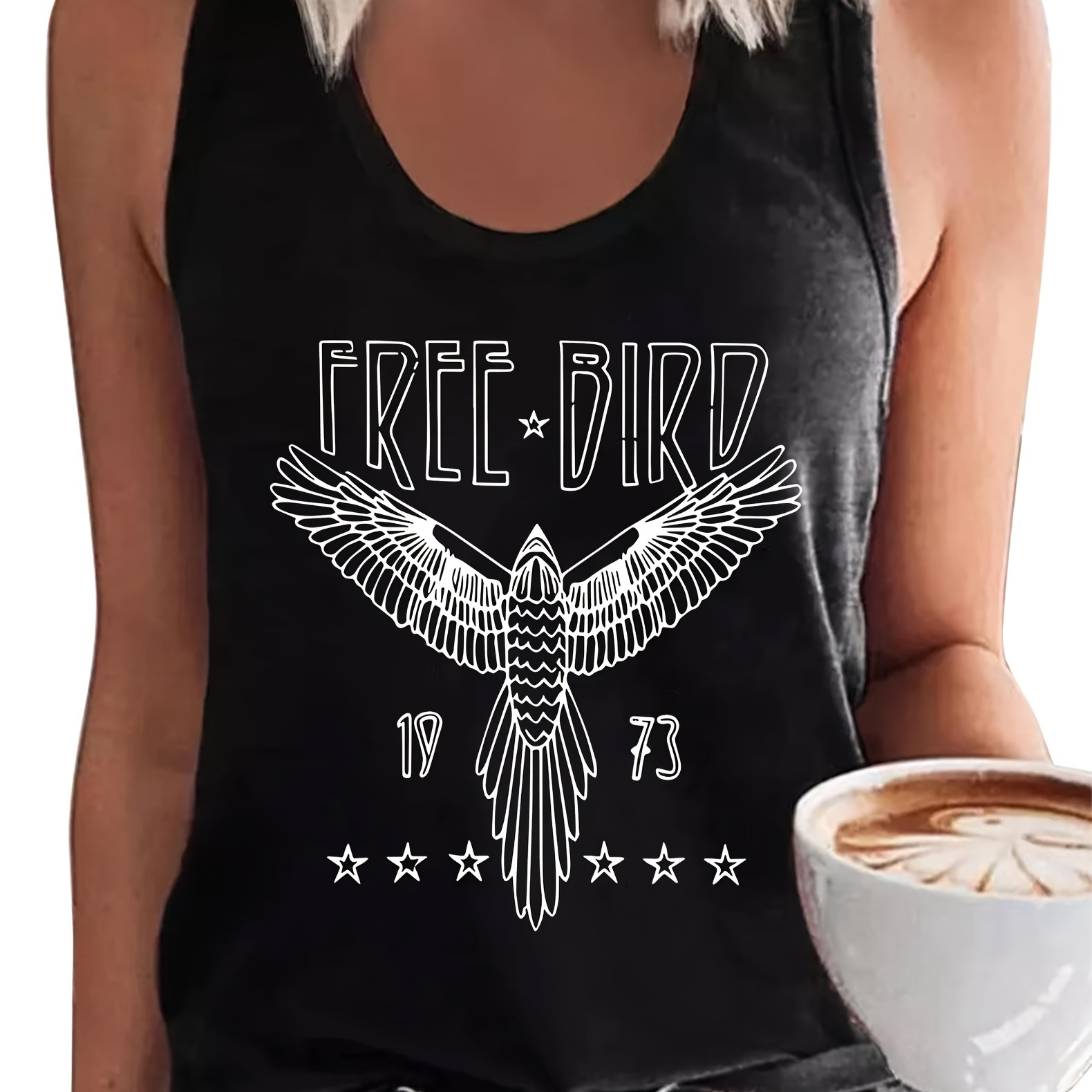 Eagle Print Crew Neck Tank Top, Casual Sleeveless Top For Spring & Summer, Women's Clothing
Eagle Print Crew Neck Tank Top, Casual Sleeveless Top For Spring & Summer, Women's Clothing