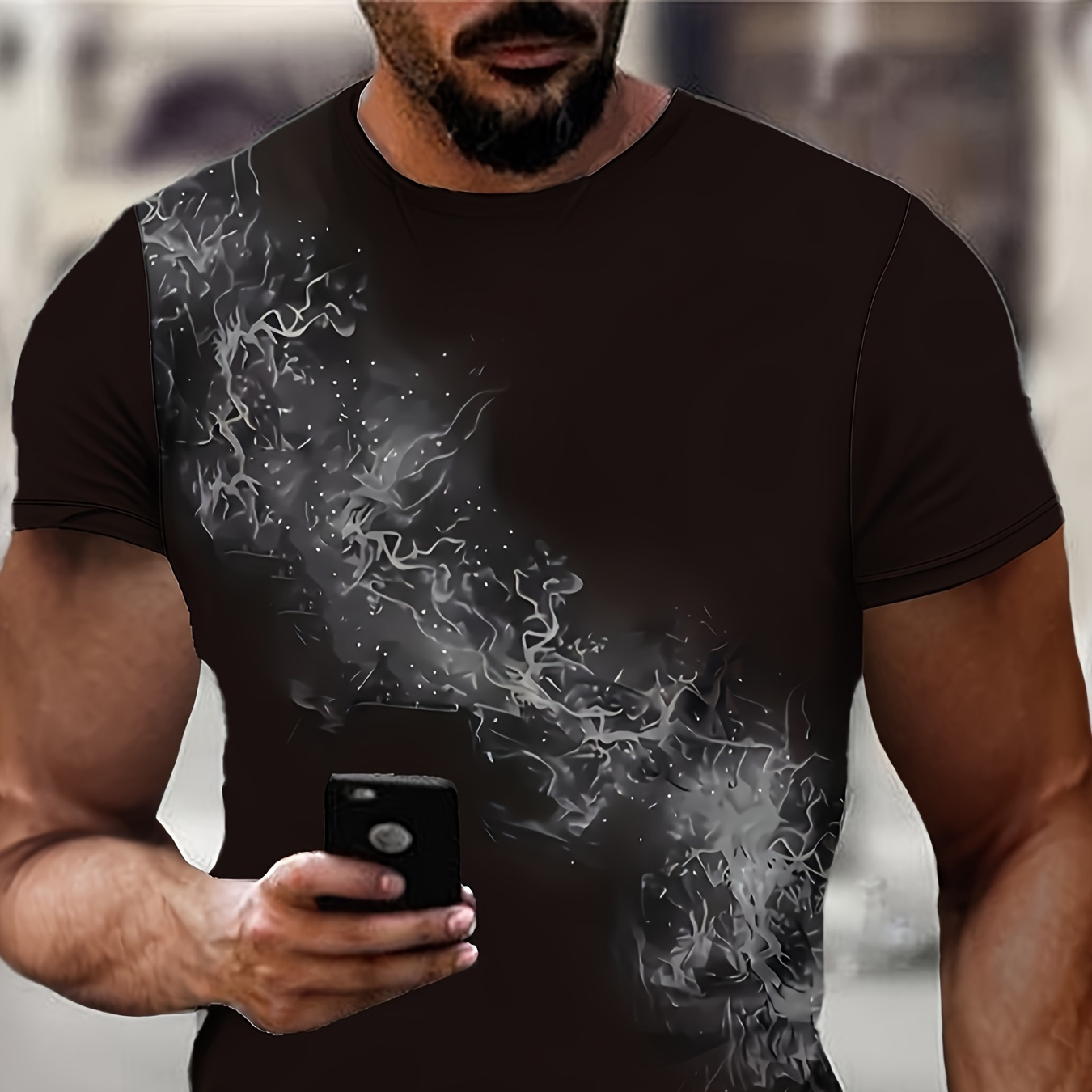 Men's Short Sleeve T-shirt, Black, 3d Printed Graphic, Casual Round Neck, Polyester, Summer Outdoor Top, Regular Fit, Adult Size, Knitted Fabric
Men's Short Sleeve T-shirt, Black, 3d Printed Graphic, Casual Round Neck, Polyester, Summer Outdoor Top, Regular Fit, Adult Size, Knitted Fabric