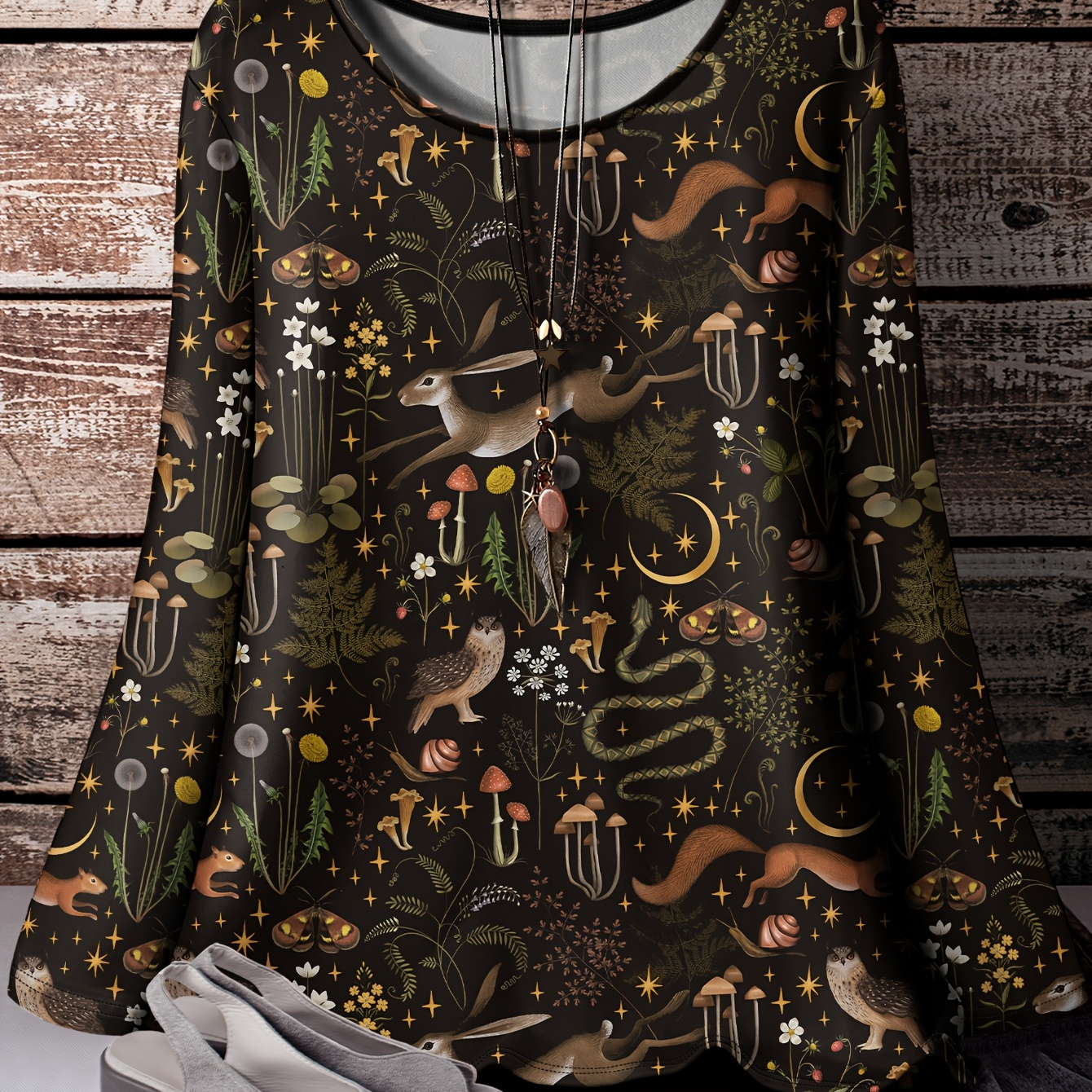 1pc Women's Plus Size Casual Crew Neck Long Sleeve T-shirt, Polyester Knit Fabric With Animal, Plant, And Insect Print, Comfortable And Elegant Top For All
1pc Women's Plus Size Casual Crew Neck Long Sleeve T-shirt, Polyester Knit Fabric With Animal, Plant, And Insect Print, Comfortable And Elegant Top For All