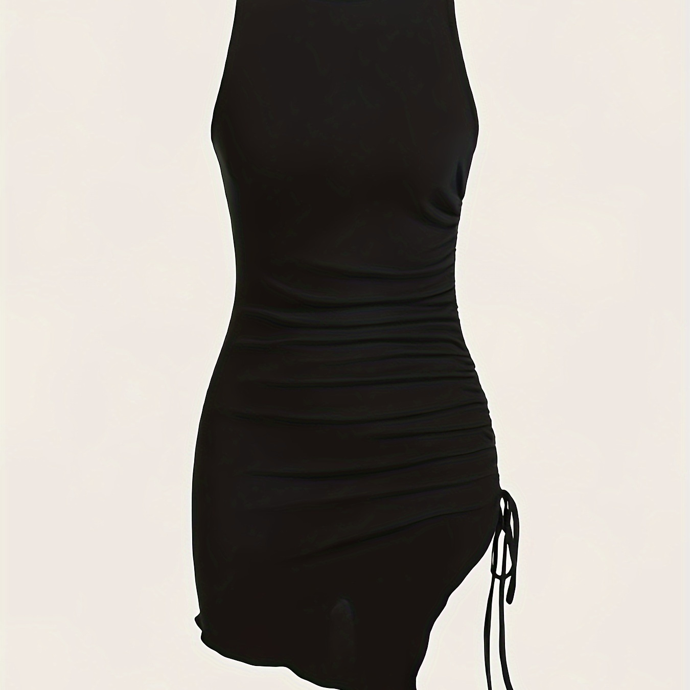 Solid Crew Neck Dress, Elegant Sleeveless Ruched Drawstring Dress For Spring & Summer, Women's Clothing
Solid Crew Neck Dress, Elegant Sleeveless Ruched Drawstring Dress For Spring & Summer, Women's Clothing