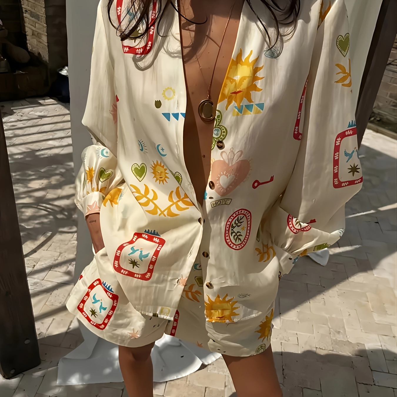 1pc Floral Polyester Shirt With Applique Detail, Square Neck Woven Top For Spring/fall, Short Sleeve Blouse Cardigan
1pc Floral Polyester Shirt With Applique Detail, Square Neck Woven Top For Spring/fall, Short Sleeve Blouse Cardigan