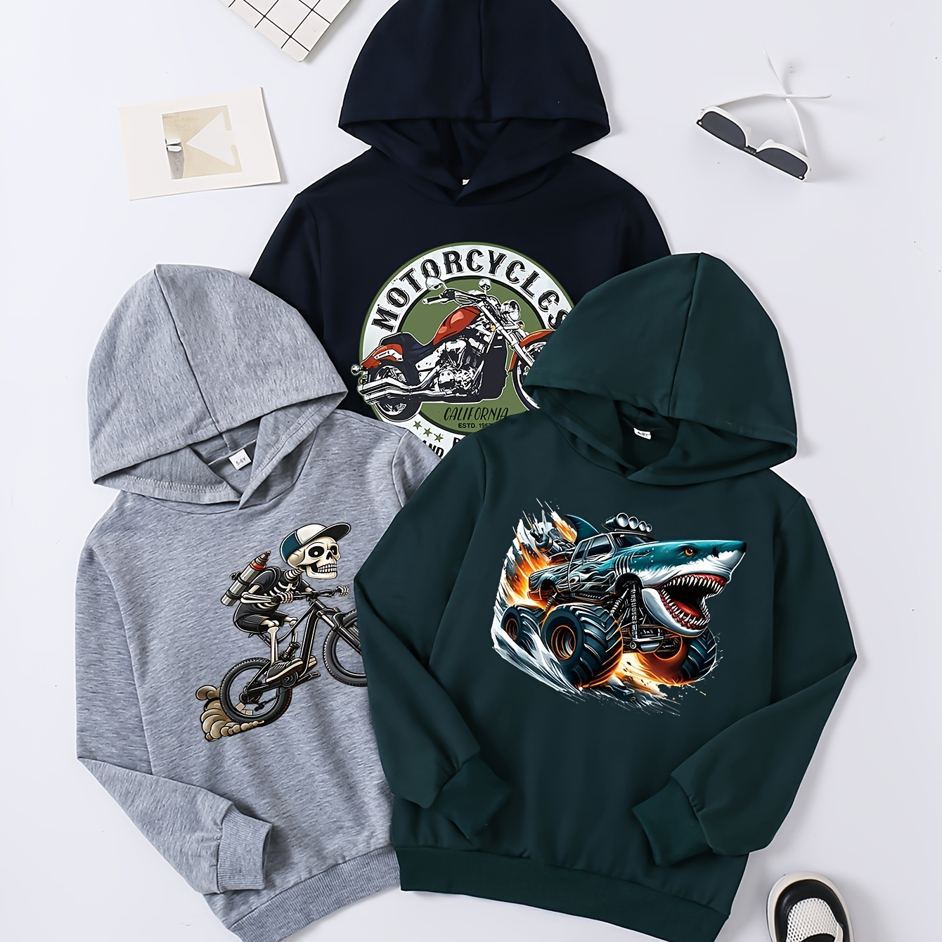 3-pack Boys' Casual Polyester Hooded Sweatshirts With , Knit Fabric, Loose Fit, Spring/
3-pack Boys' Casual Polyester Hooded Sweatshirts With , Knit Fabric, Loose Fit, Spring/