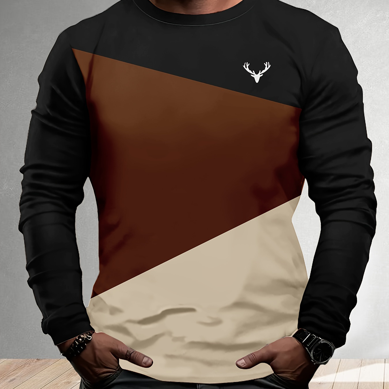 Men's Casual Geometric Long Sleeve T-shirt, Polyester Knit Fabric, Crew Neck, Stretch, Regular Fit, With 3d Print, For Daily & Weekend Wear, Spring/fall, Adult & Teen
Men's Casual Geometric Long Sleeve T-shirt, Polyester Knit Fabric, Crew Neck, Stretch, Regular Fit, With 3d Print, For Daily & Weekend Wear, Spring/fall, Adult & Teen