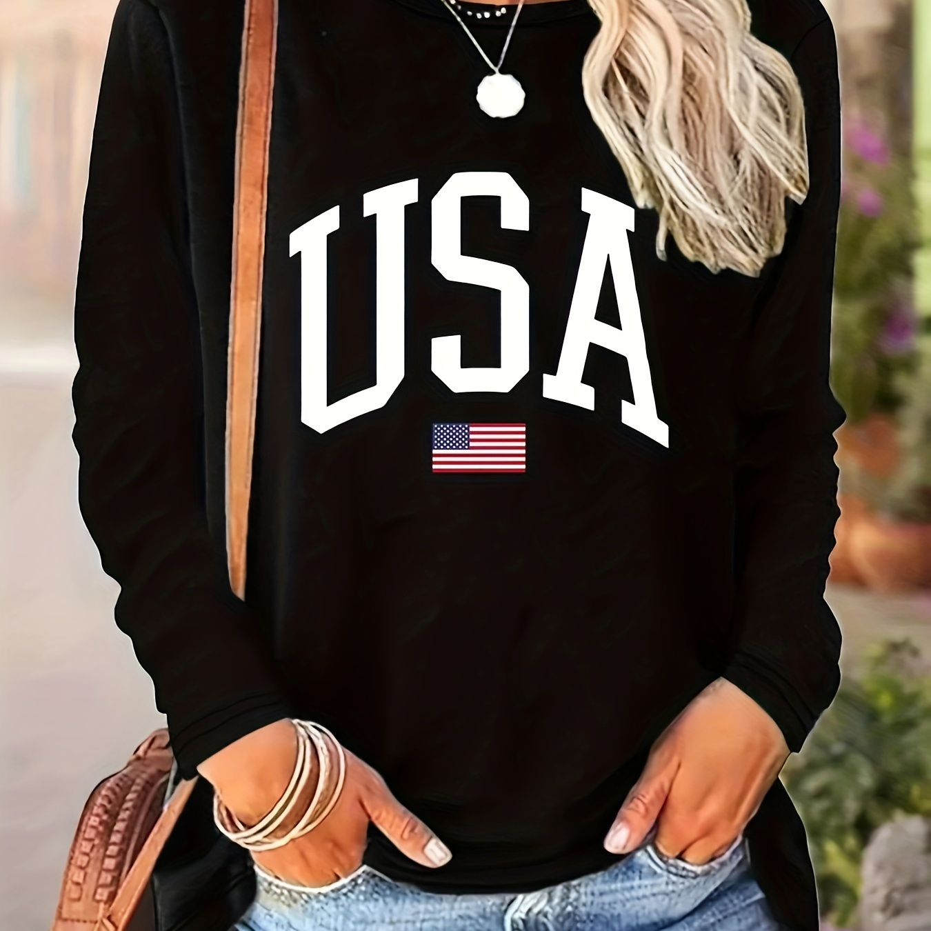1pc Women's Long Sleeve T- Usa , Round , Polyester , Pattern, Regular Length For /summer/
1pc Women's Long Sleeve T- Usa , Round , Polyester , Pattern, Regular Length For /summer/