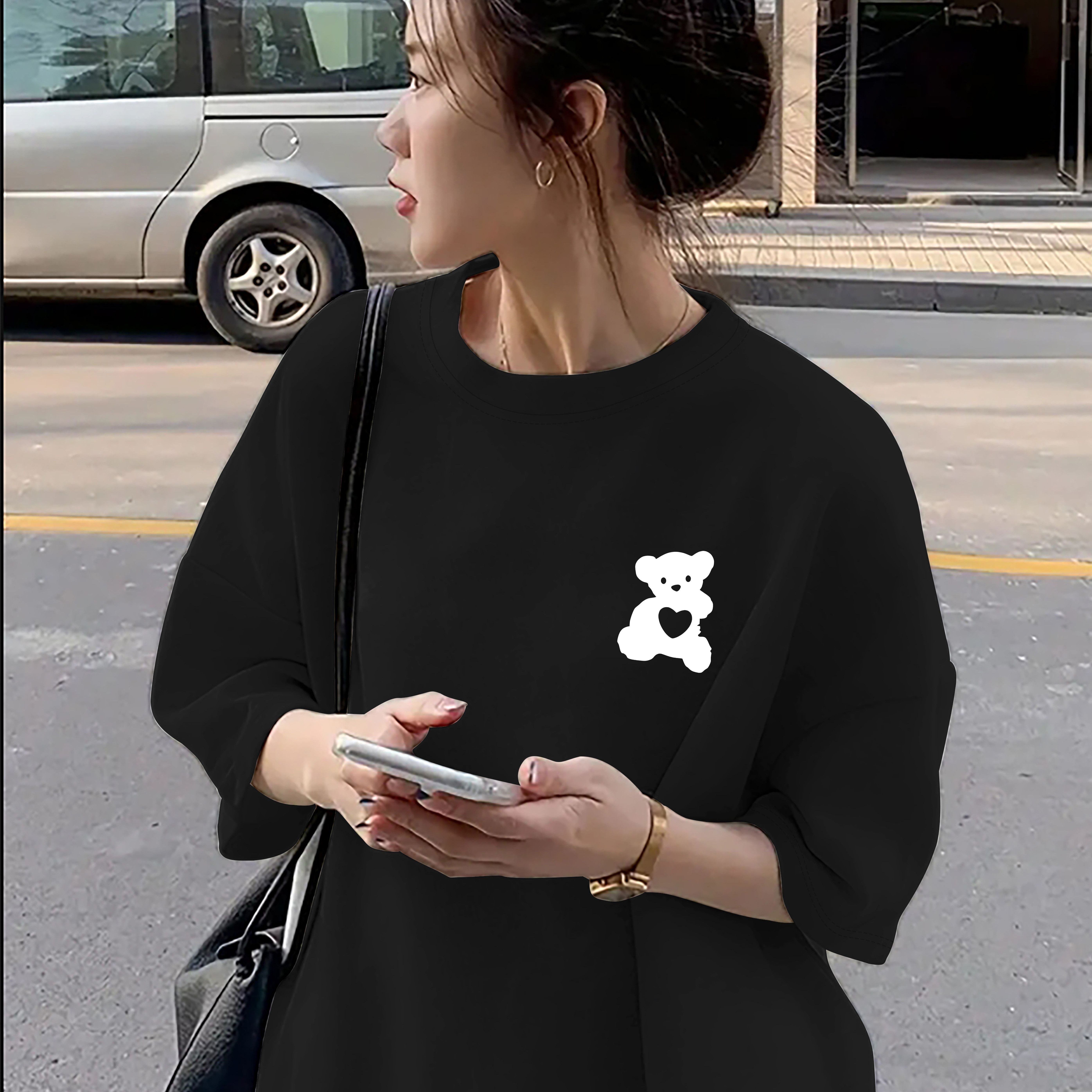 Cartoon Bear Print Short Sleeve T-shirt, Casual Crew Neck Top For Spring & Summer, Women's Clothing
Cartoon Bear Print Short Sleeve T-shirt, Casual Crew Neck Top For Spring & Summer, Women's Clothing