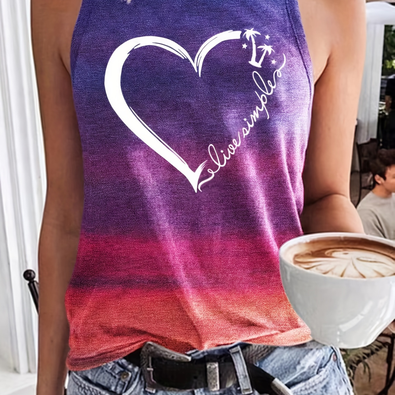 Heart Print Gradient Tank Top, Casual Crew Neck Sleeveless Summer Tank Top, Women's Clothing
Heart Print Gradient Tank Top, Casual Crew Neck Sleeveless Summer Tank Top, Women's Clothing
