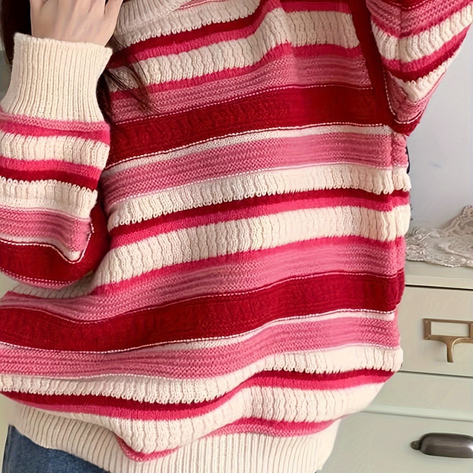 Striped Color Block Crew Neck Sweater, Casual Long Sleeve Sweater For Fall & Winter, Women's Clothing
Striped Color Block Crew Neck Sweater, Casual Long Sleeve Sweater For Fall & Winter, Women's Clothing