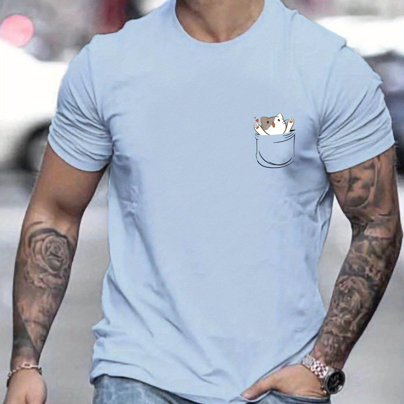 Cat In Your Pocket Pattern Print Men's T-shirt, Graphic Tee Men's Summer Clothes, Men's Outfits
Cat In Your Pocket Pattern Print Men's T-shirt, Graphic Tee Men's Summer Clothes, Men's Outfits