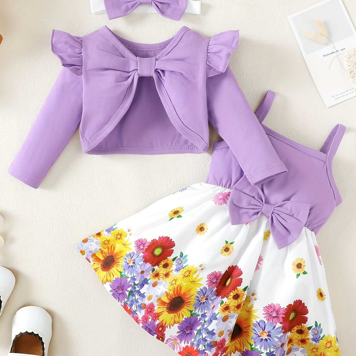 2pcs Toddler Baby Girls Cute Floral Print Dress & Bow Cardigan Coat Set For Spring And Autumn
2pcs Toddler Baby Girls Cute Floral Print Dress & Bow Cardigan Coat Set For Spring And Autumn