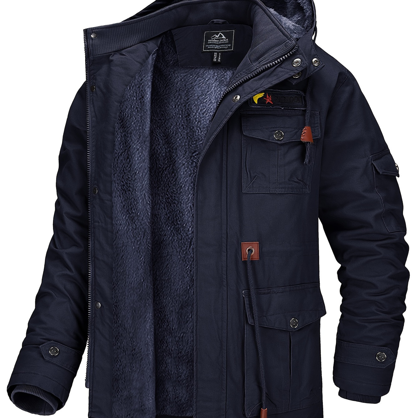 Men's Winter Coat Jacket Fleece Lined Cotton Cargo Jacket Breathable Coat With Windproof Cuff And Collar Multiple Pockets Metal Zipper Coat For Hiking Camping Fishing Alpine Region Sports
Men's Winter Coat Jacket Fleece Lined Cotton Cargo Jacket Breathable Coat With Windproof Cuff And Collar Multiple Pockets Metal Zipper Coat For Hiking Camping Fishing Alpine Region Sports