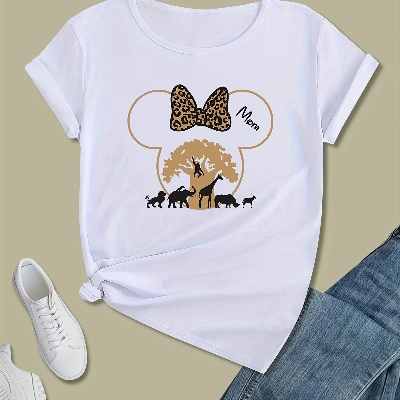 Women's Short Sleeve Round Neck Simple Leopard Bow Print Graphic T-shirt, Women's Sportswear & Clothing
Women's Short Sleeve Round Neck Simple Leopard Bow Print Graphic T-shirt, Women's Sportswear & Clothing