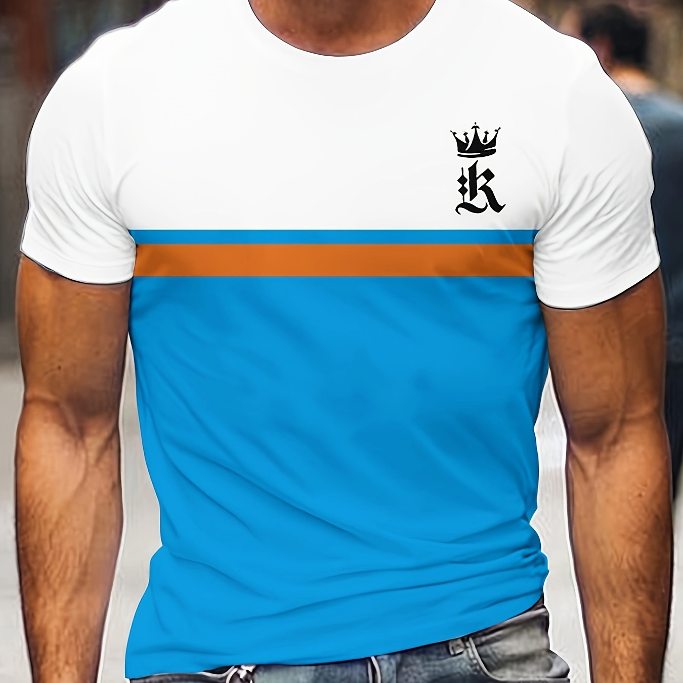 Men's Trendy Casual Crew Neck Graphic T-shirt With Stylish Stripe, Short Sleeve Tee For Outdoor Activities
Men's Trendy Casual Crew Neck Graphic T-shirt With Stylish Stripe, Short Sleeve Tee For Outdoor Activities