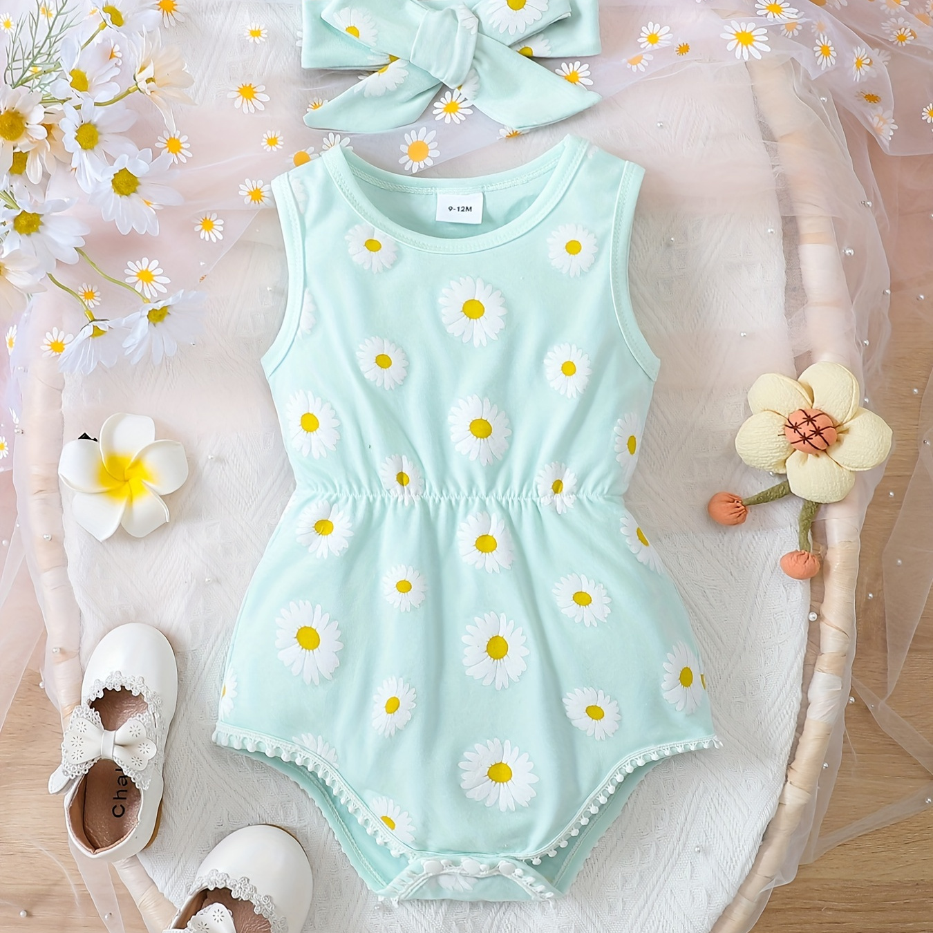 Cute Floral Graphic Print Sleeveless Baby Onesie & Headband Set, Toddler's Comfy Cotton Clothes
Cute Floral Graphic Print Sleeveless Baby Onesie & Headband Set, Toddler's Comfy Cotton Clothes
