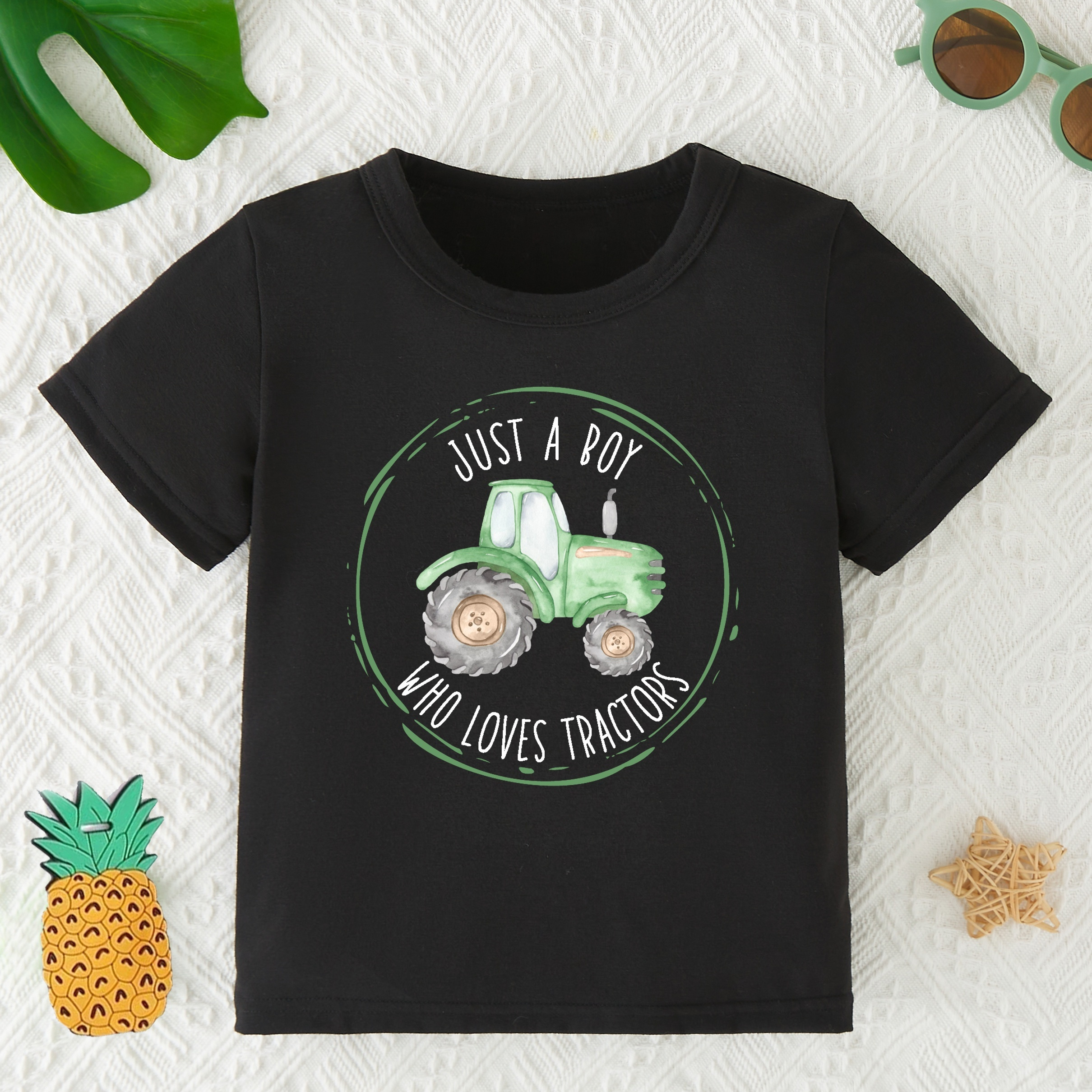 Baby Boys' Summer T-shirt, Round Neck, Short Sleeve, Casual Cute 'just A Boy Who Loves Tractors' Print, Tee For Kids
Baby Boys' Summer T-shirt, Round Neck, Short Sleeve, Casual Cute 'just A Boy Who Loves Tractors' Print, Tee For Kids