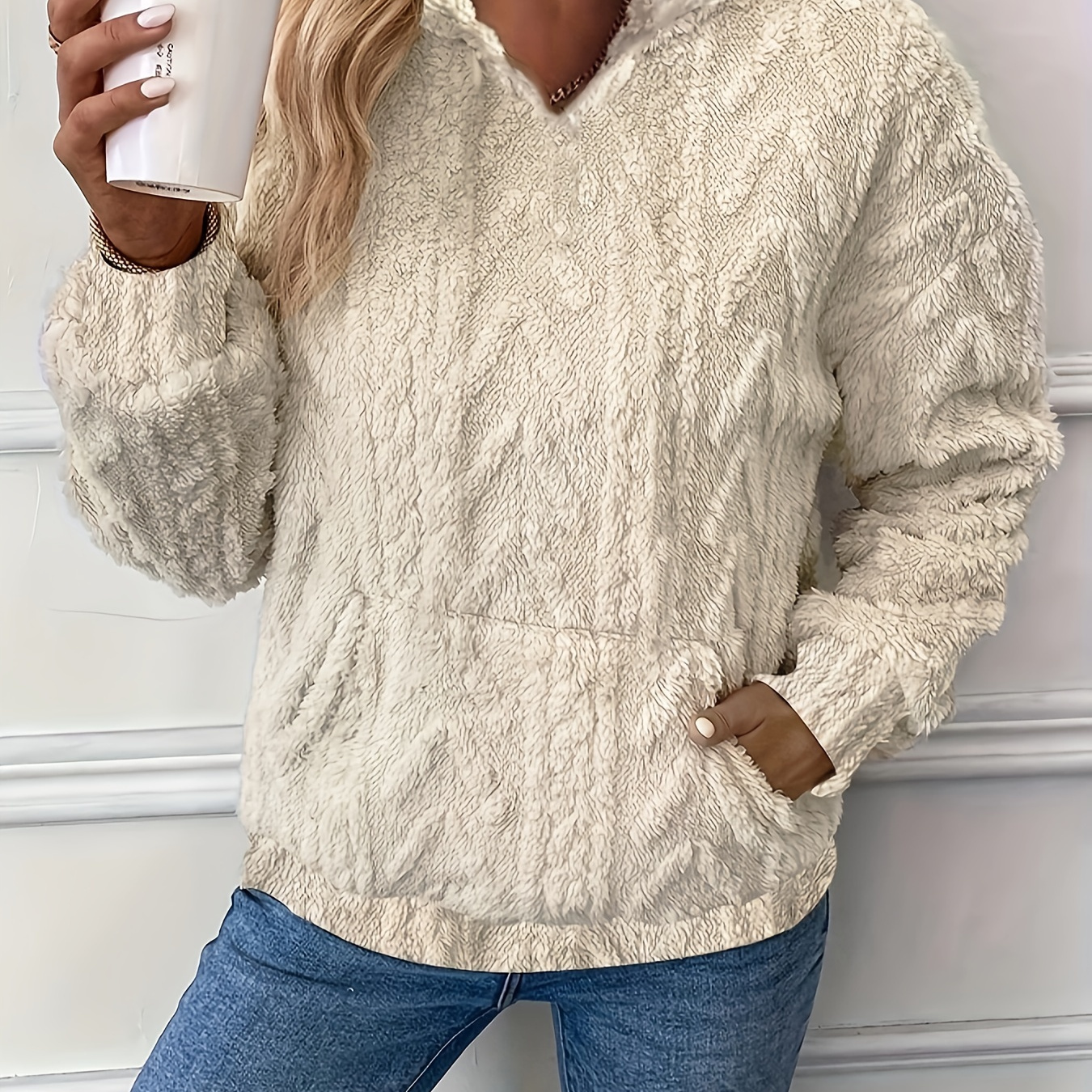 Sweat À Capuche Texturé En Peluche Solide, Sweat-shirt À Capuche Décontracté À Manches Longues Avec Poche , Vêtements Pour Femmes
Sweat À Capuche Texturé En Peluche Solide, Sweat-shirt À Capuche Décontracté À Manches Longues Avec Poche , Vêtements Pour Femmes