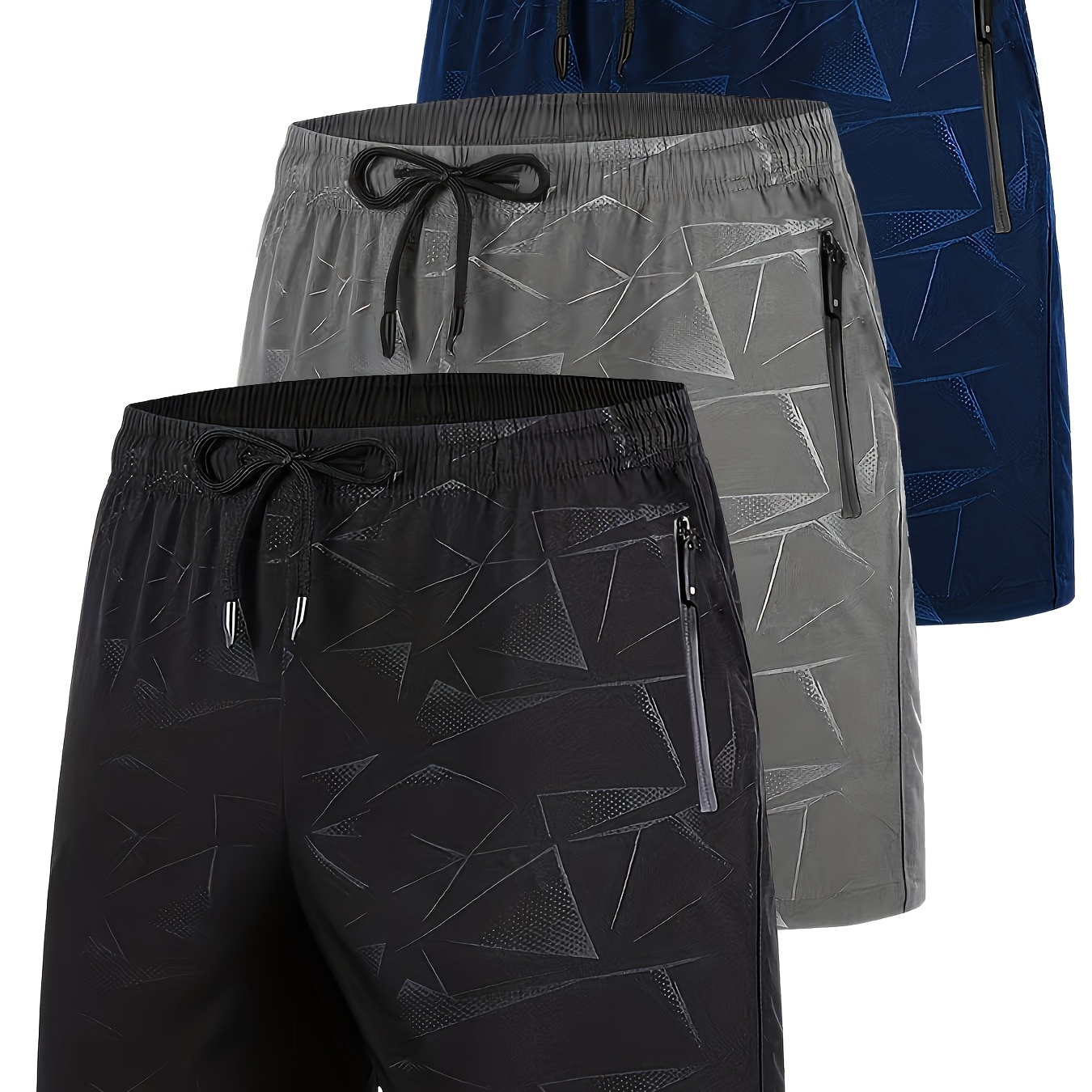 3-pack Men's Athletic Running Shorts, Quick-dry Breathable Lightweight Polyester, Casual Sports Style With Zipper Pockets, Solid Pattern, For Outdoor Activities, Training, Beach, Party - Regular Fit
3-pack Men's Athletic Running Shorts, Quick-dry Breathable Lightweight Polyester, Casual Sports Style With Zipper Pockets, Solid Pattern, For Outdoor Activities, Training, Beach, Party - Regular Fit