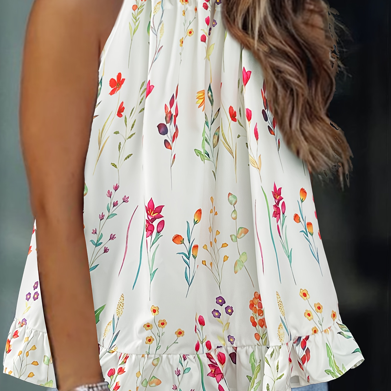 Plus Size Floral Print Tank Top, Casual Ruffle Sleeveless Top For Summer, Women's Plus Size clothing
Plus Size Floral Print Tank Top, Casual Ruffle Sleeveless Top For Summer, Women's Plus Size clothing