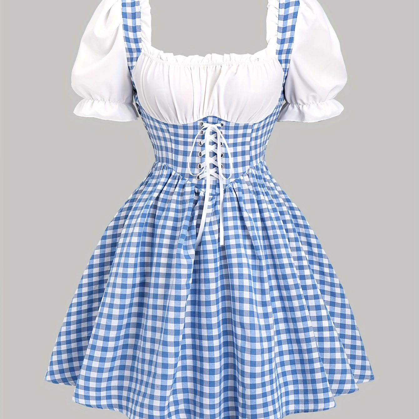 sur la mode rapide européenne et américaine : une robe patchwork à carreaux vintage pour femmes.
sur la mode rapide européenne et américaine : une robe patchwork à carreaux vintage pour femmes.