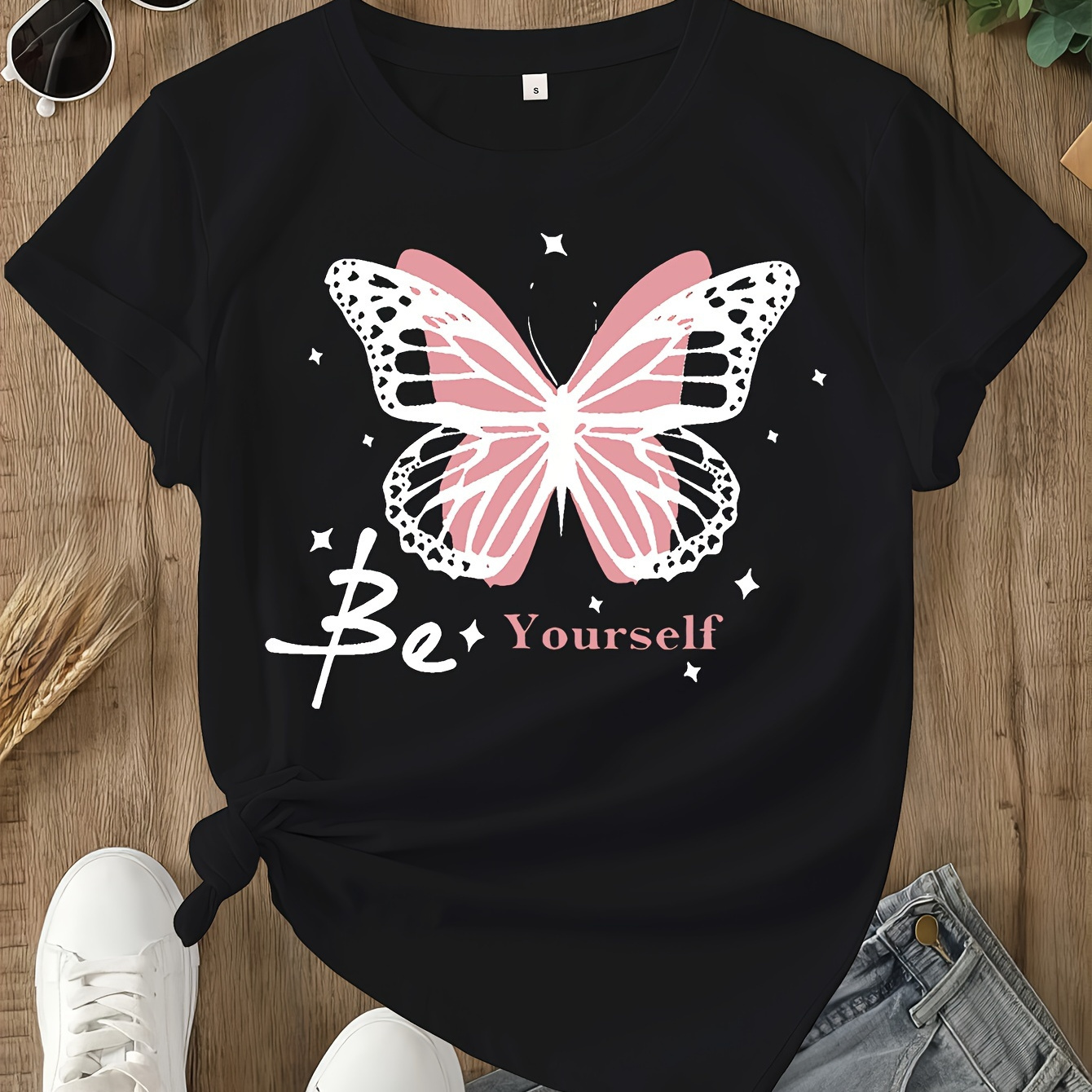 Butterfly Print T-shirt, Short Sleeve Crew Neck Casual Top For Summer & Spring, Women's Clothing
Butterfly Print T-shirt, Short Sleeve Crew Neck Casual Top For Summer & Spring, Women's Clothing