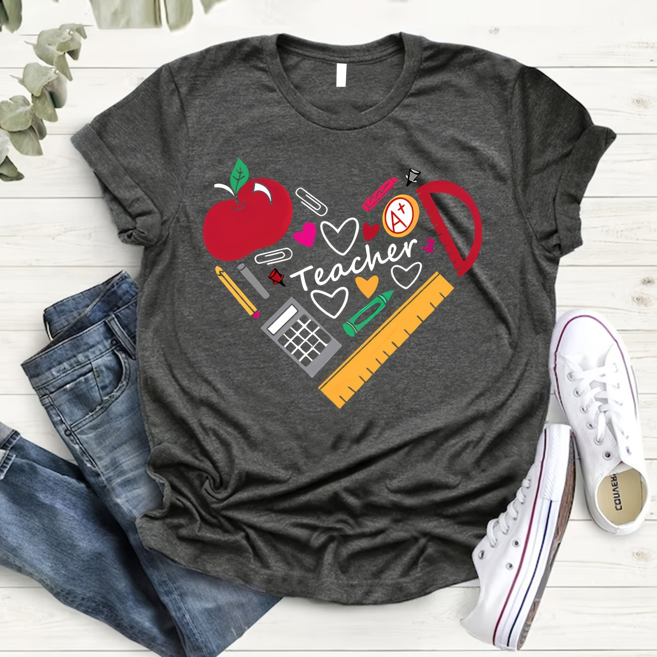 Teacher Day Print Crew Neck T-shirt, Short Sleeve Casual Top For Summer & Spring, Women's Clothing
Teacher Day Print Crew Neck T-shirt, Short Sleeve Casual Top For Summer & Spring, Women's Clothing