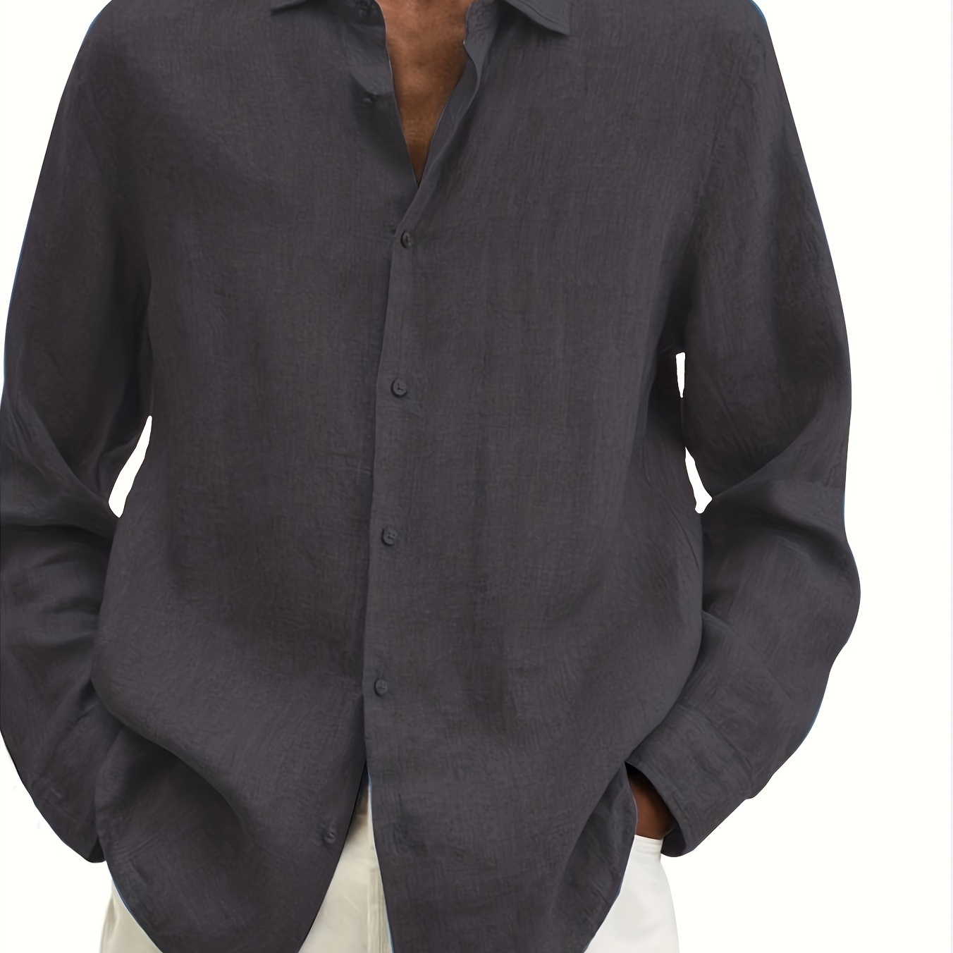 Men's Casual V-neck Button-up Shirt - Long Sleeve, Polyester, Machine Washable - Solid Color, Plus Size
Men's Casual V-neck Button-up Shirt - Long Sleeve, Polyester, Machine Washable - Solid Color, Plus Size