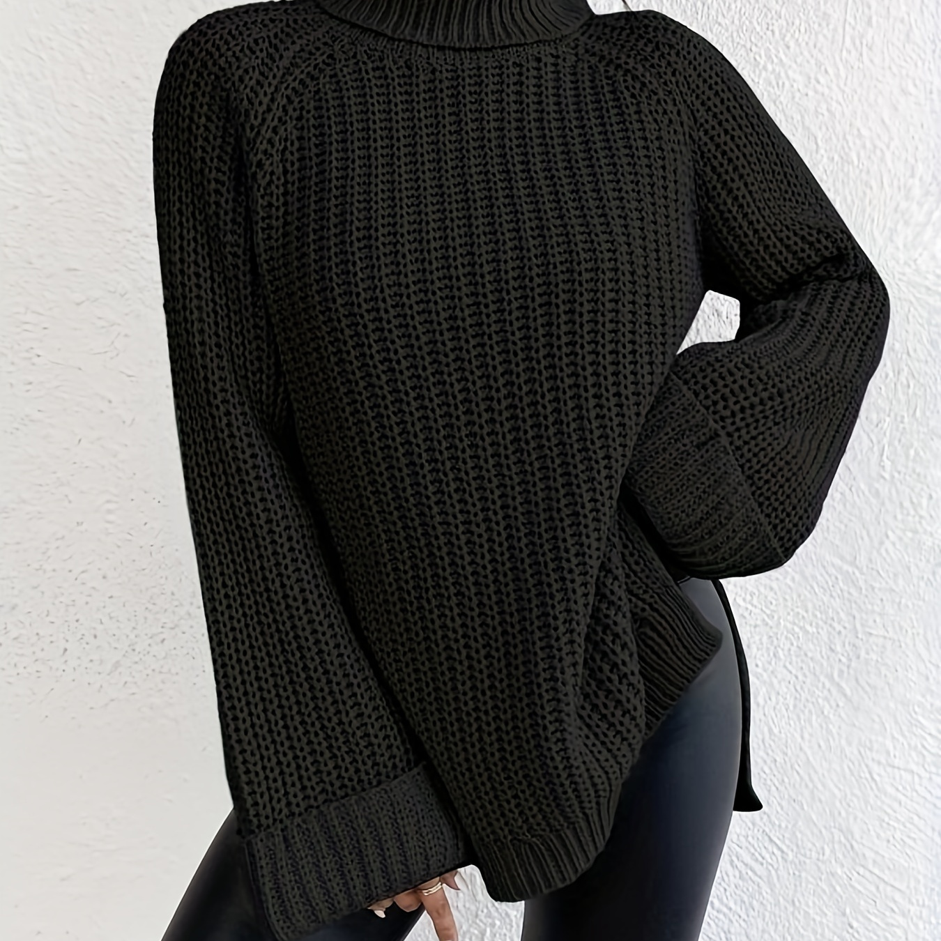 Solid Turtleneck Pullover Sweater, Casual Loose Raglan Sleeve Sweater For Fall & Winter, Women's Clothing
Solid Turtleneck Pullover Sweater, Casual Loose Raglan Sleeve Sweater For Fall & Winter, Women's Clothing
