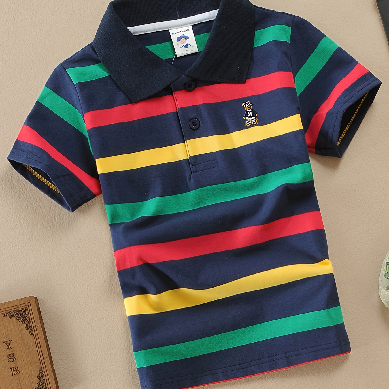 Boys Bear Embroidered Striped Lightweight Comfy Short Sleeve Golf Tops, Boys Clothes For Summer
Boys Bear Embroidered Striped Lightweight Comfy Short Sleeve Golf Tops, Boys Clothes For Summer