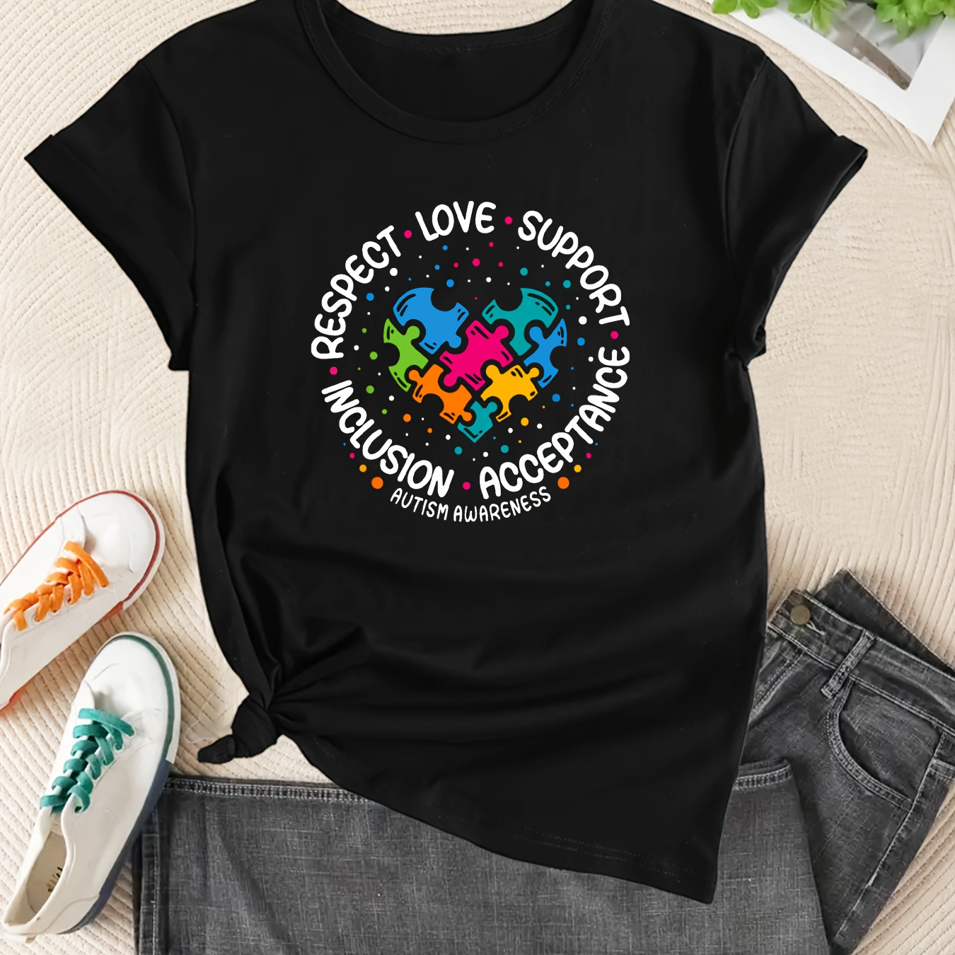 Heart Puzzle Graphic Sports T-shirt, Casual Round Neck Short Sleeved Top, Women's Clothing
Heart Puzzle Graphic Sports T-shirt, Casual Round Neck Short Sleeved Top, Women's Clothing