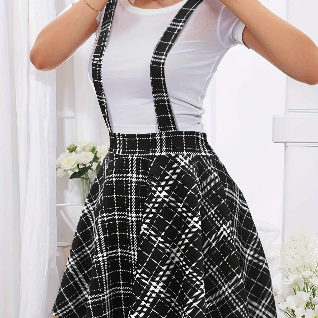 Plaid Print Overall Jumpsuit, Casual Pleated A-line Sleeveless Overall Jumpsuit For Spring & Summer, Women's Clothing
Plaid Print Overall Jumpsuit, Casual Pleated A-line Sleeveless Overall Jumpsuit For Spring & Summer, Women's Clothing