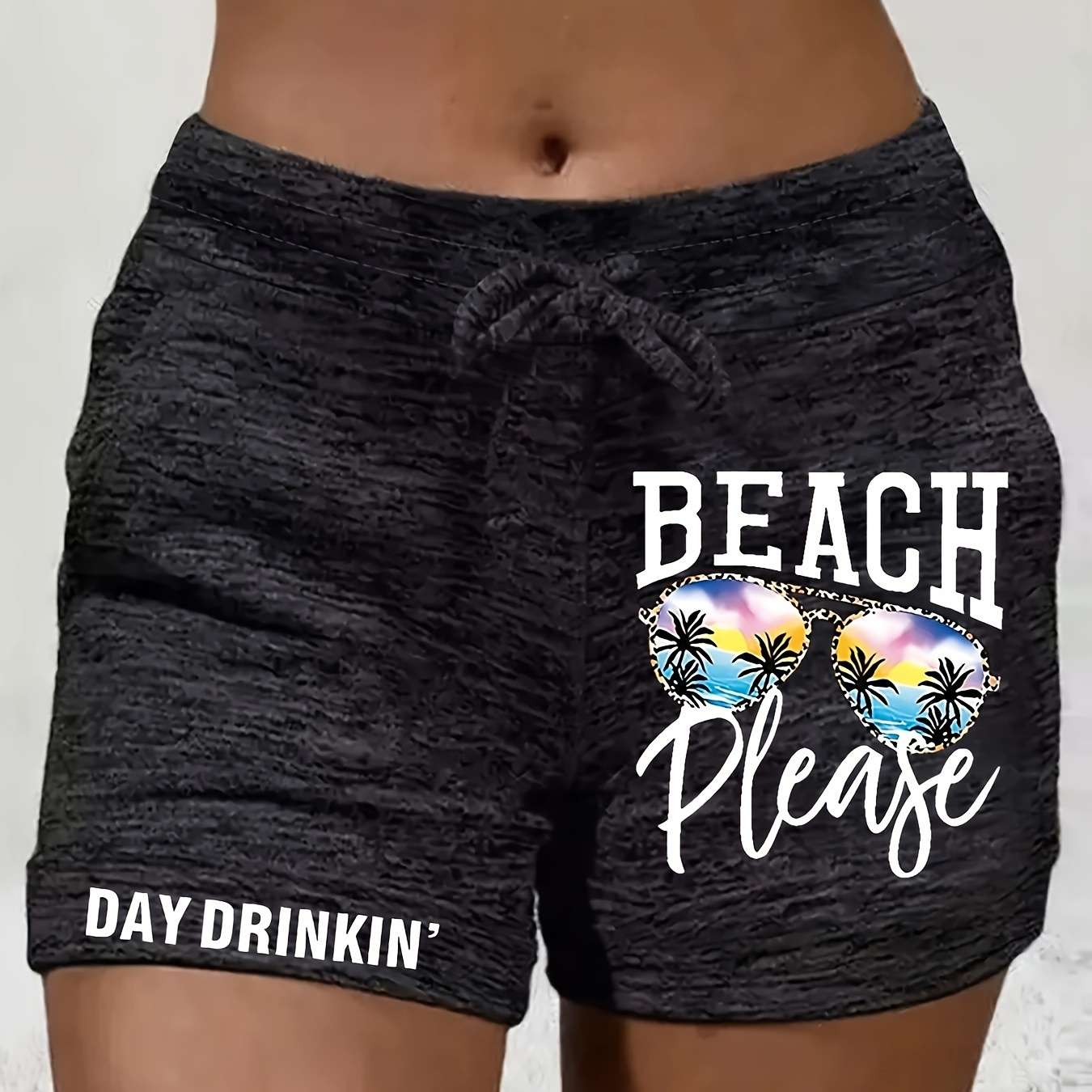 Beach & Sunglasses Print Shorts, Casual Drawstring Waist Shorts For Spring & Summer, Women's Clothing
Beach & Sunglasses Print Shorts, Casual Drawstring Waist Shorts For Spring & Summer, Women's Clothing