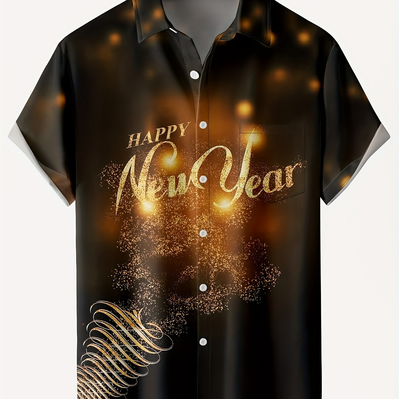 New Year Themed Stylish Print Men's Short Sleeve Lapel Shirt, Summer Outdoor, Gift For Men
New Year Themed Stylish Print Men's Short Sleeve Lapel Shirt, Summer Outdoor, Gift For Men