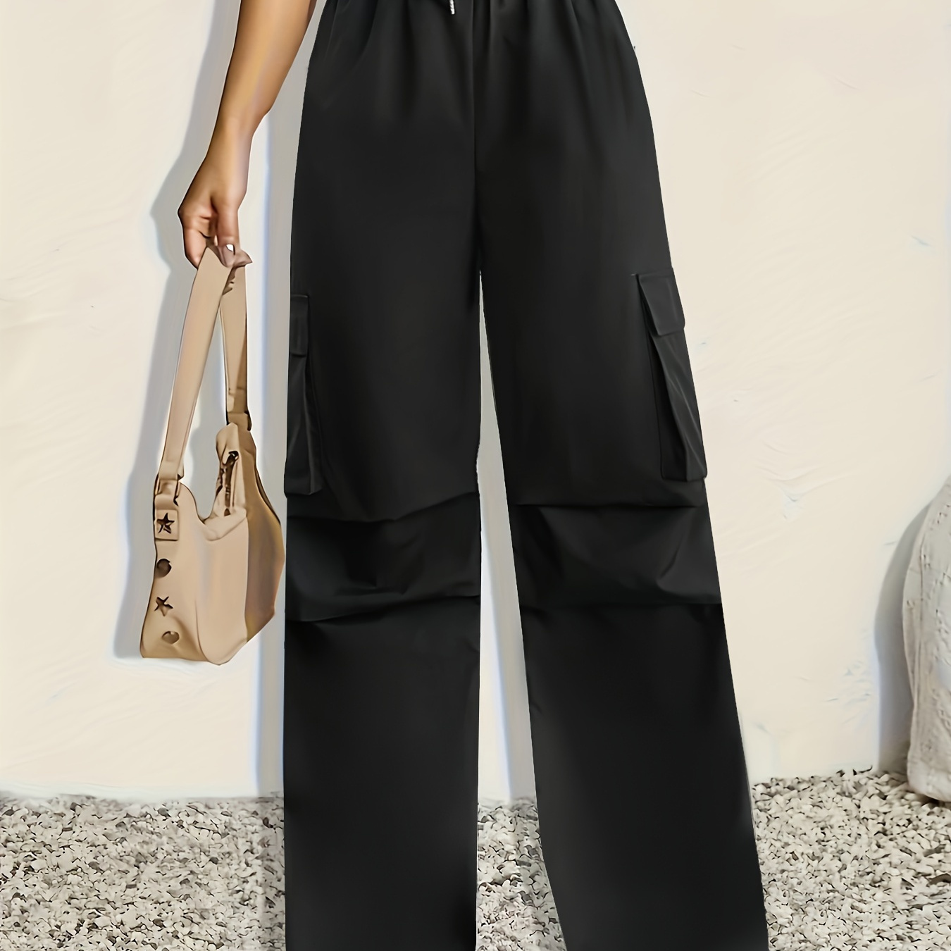 Flap Pockets Wide Leg Cargo Pants, Casual Drawstring Pants For Spring & Fall, Women's Clothing
Flap Pockets Wide Leg Cargo Pants, Casual Drawstring Pants For Spring & Fall, Women's Clothing