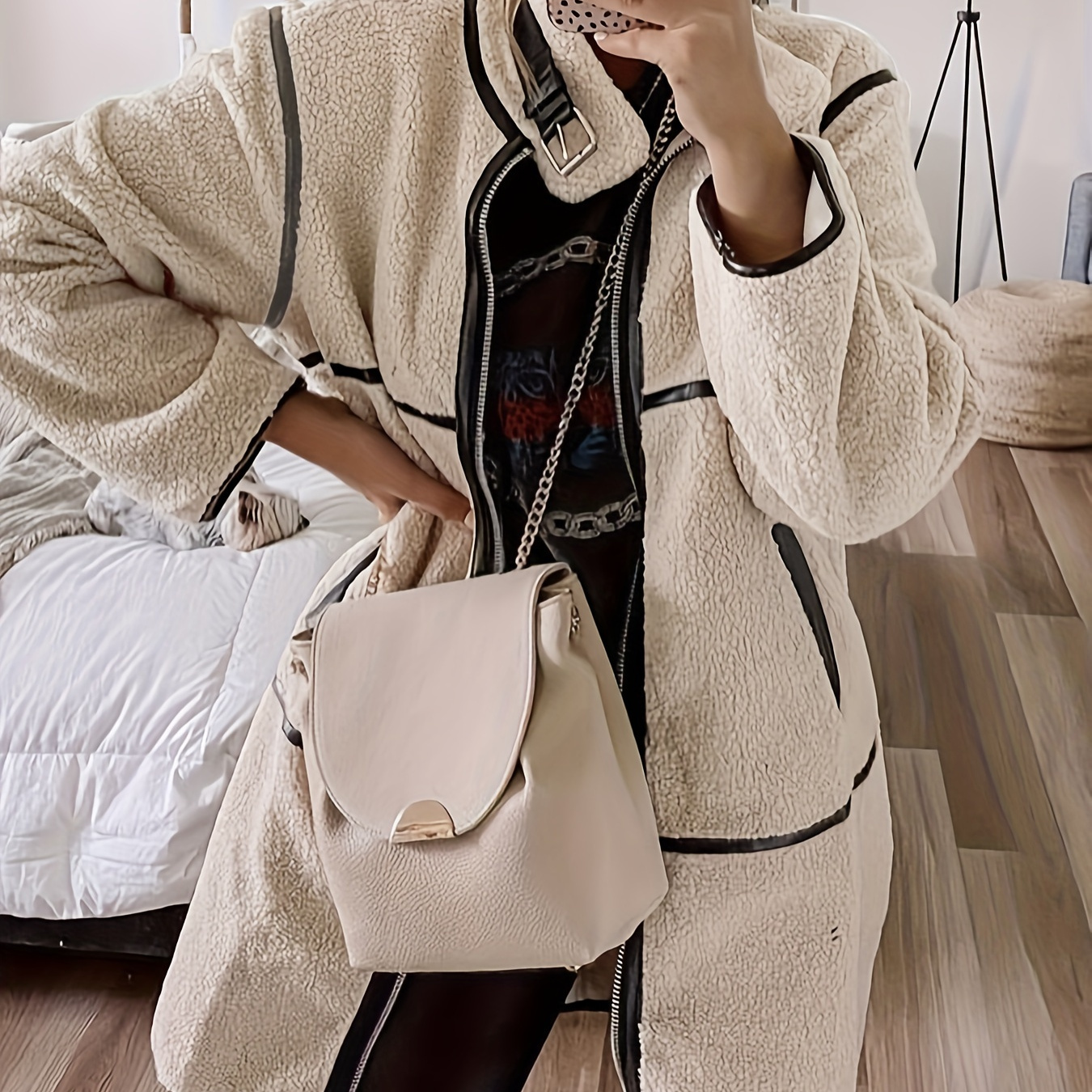 Side Pockets Full Zip Fleece Coat, Elegant Lapel Neck Long Sleeve Coat For Spring & Fall, Women's Clothing
Side Pockets Full Zip Fleece Coat, Elegant Lapel Neck Long Sleeve Coat For Spring & Fall, Women's Clothing