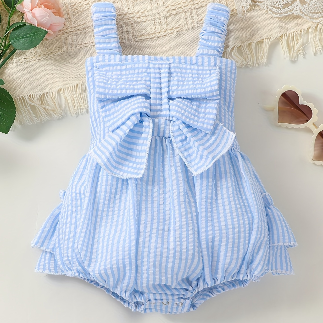 

Infant Baby Cute Chic Striped Bow Cami Onesie Romper For Your Lovely Girl!