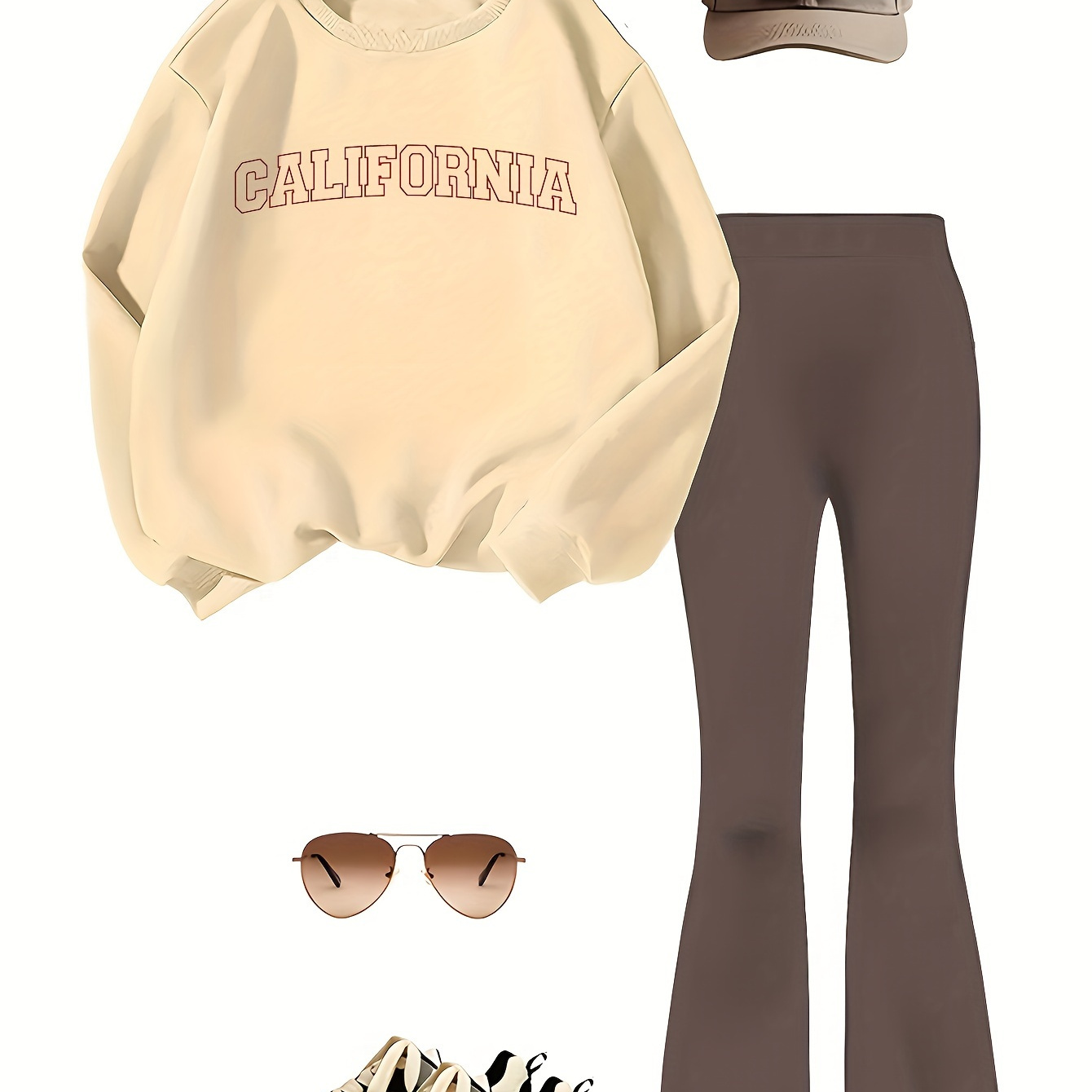 Filles Imprimé Lettres Californiennes - Sweatshirt en & Pantalon Évasé, Lavable en - /Hiver, l'Extérieur
Filles Imprimé Lettres Californiennes - Sweatshirt en & Pantalon Évasé, Lavable en - /Hiver, l'Extérieur