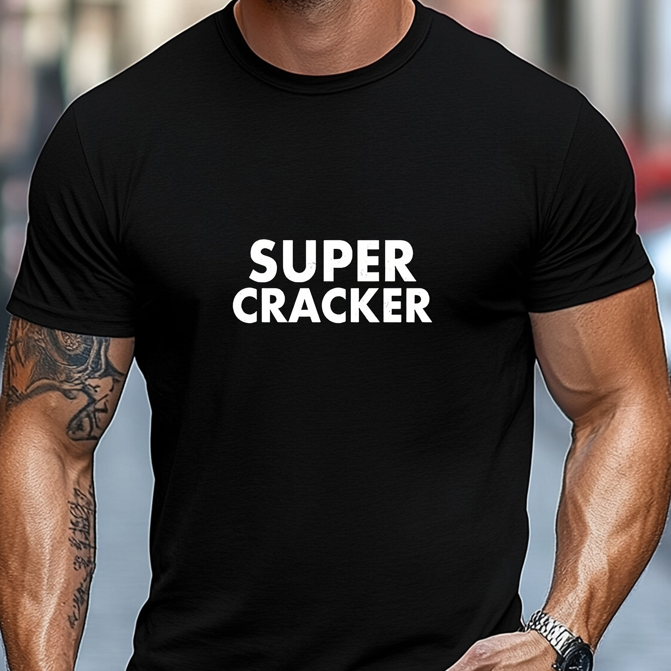 1pc Super Cracker Graphic Tee For Men, Polyester Cotton , Crew Neck, Short Sleeve, Casual Solid Color T-shirt With Slight Stretch,
1pc Super Cracker Graphic Tee For Men, Polyester Cotton , Crew Neck, Short Sleeve, Casual Solid Color T-shirt With Slight Stretch,