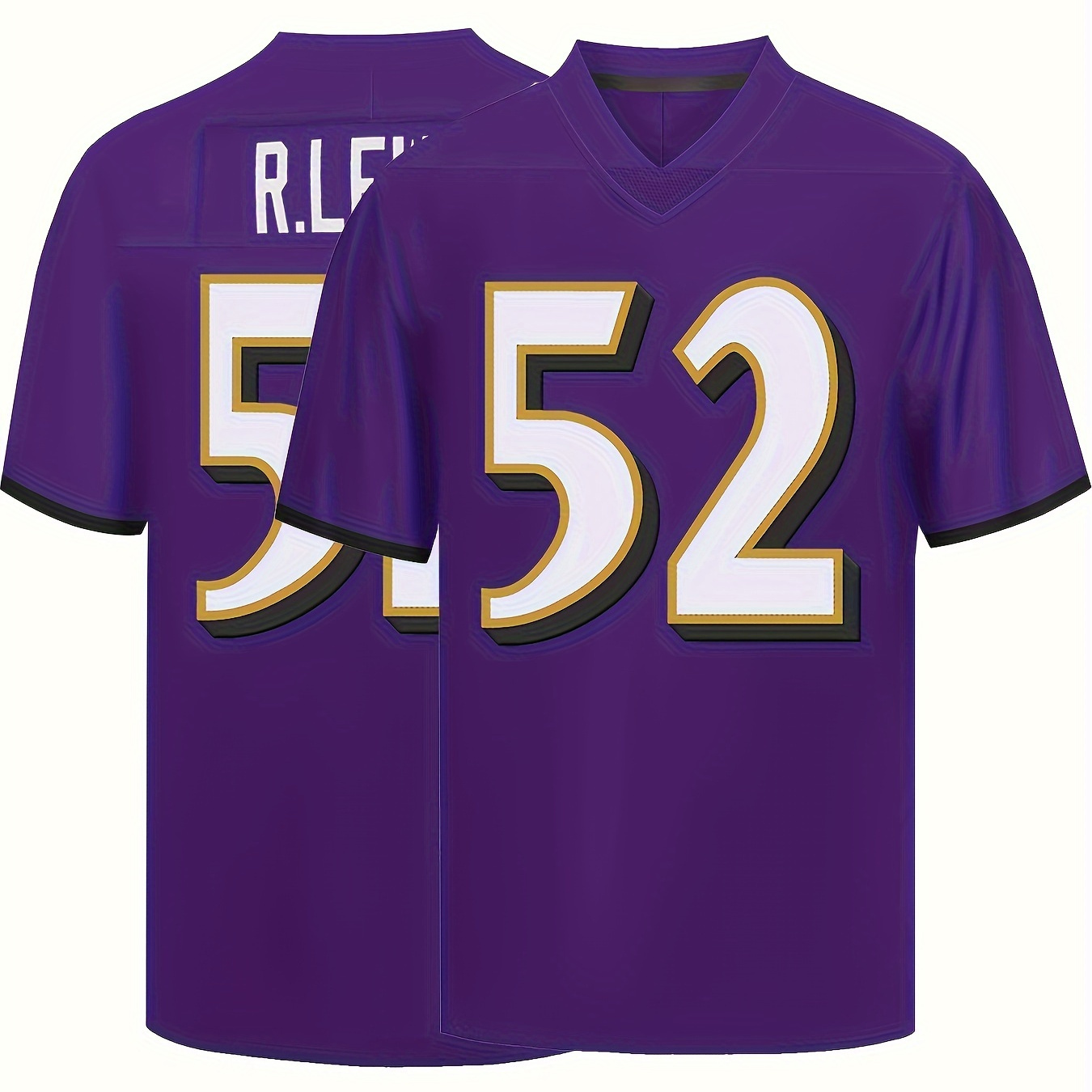 Men's #52 Purple Breathable American Football Jersey With V-neck Embroidery - Sporty & , Polyester, Machine Washable For Wear
Men's #52 Purple Breathable American Football Jersey With V-neck Embroidery - Sporty & , Polyester, Machine Washable For Wear