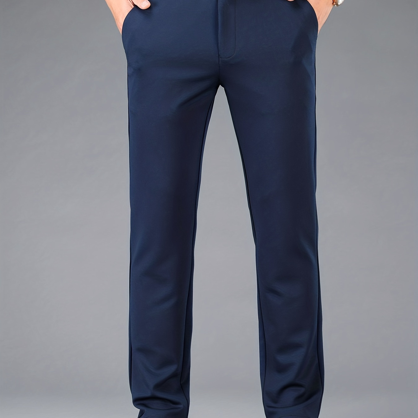 Classic Design Dress Pants, Men's Casual Solid Color Medium Stretch Dress Pants For Spring Fall Business
Classic Design Dress Pants, Men's Casual Solid Color Medium Stretch Dress Pants For Spring Fall Business