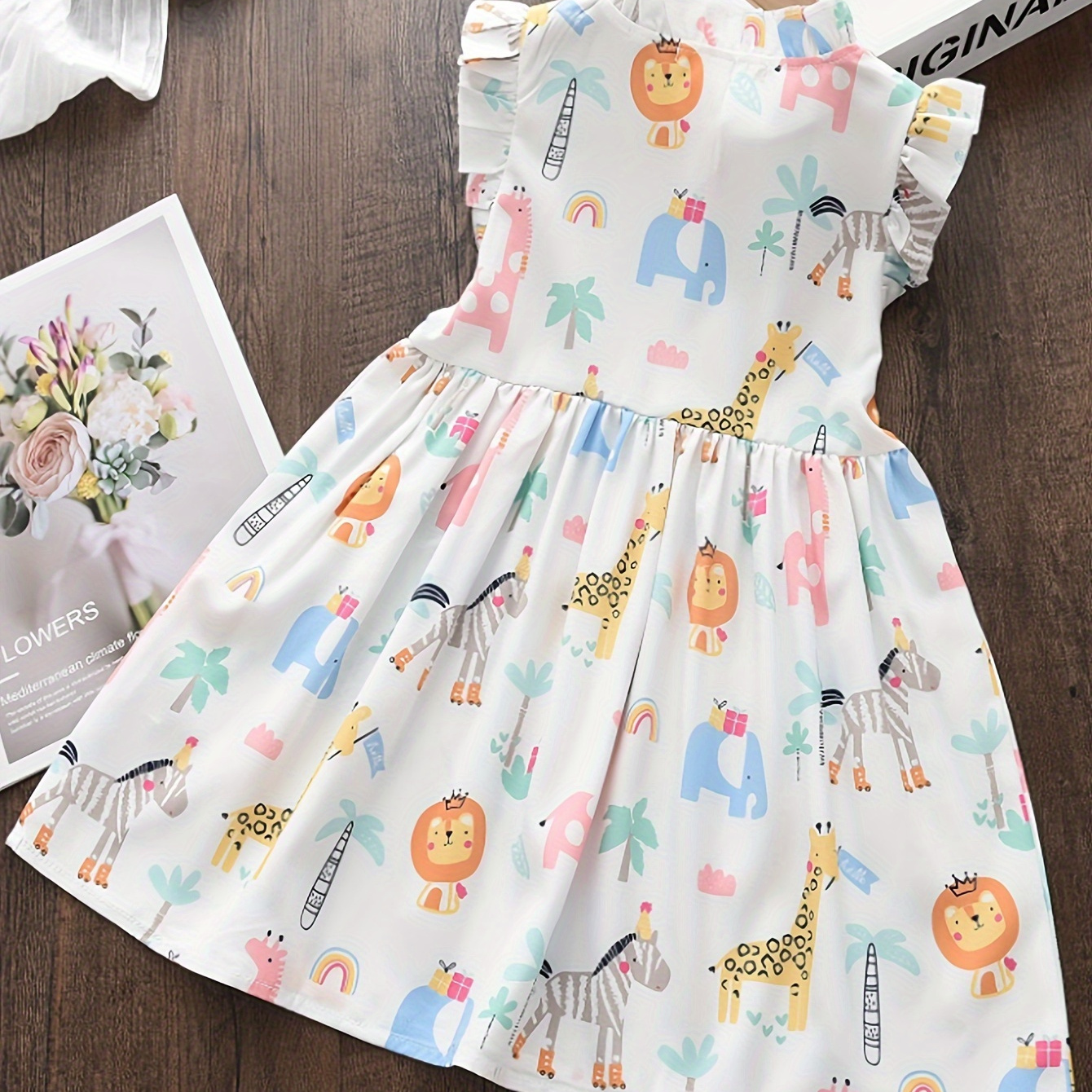 Cute Zoo Animals Print Ruffle Dress For Girls, Sweet & Casual Dresses For Holiday/ Summer/ Party
Cute Zoo Animals Print Ruffle Dress For Girls, Sweet & Casual Dresses For Holiday/ Summer/ Party